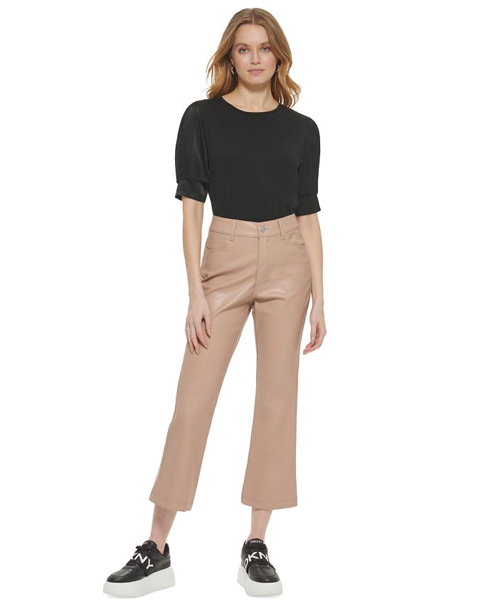 Women's Faux-Leather Cropped Ankle Pants