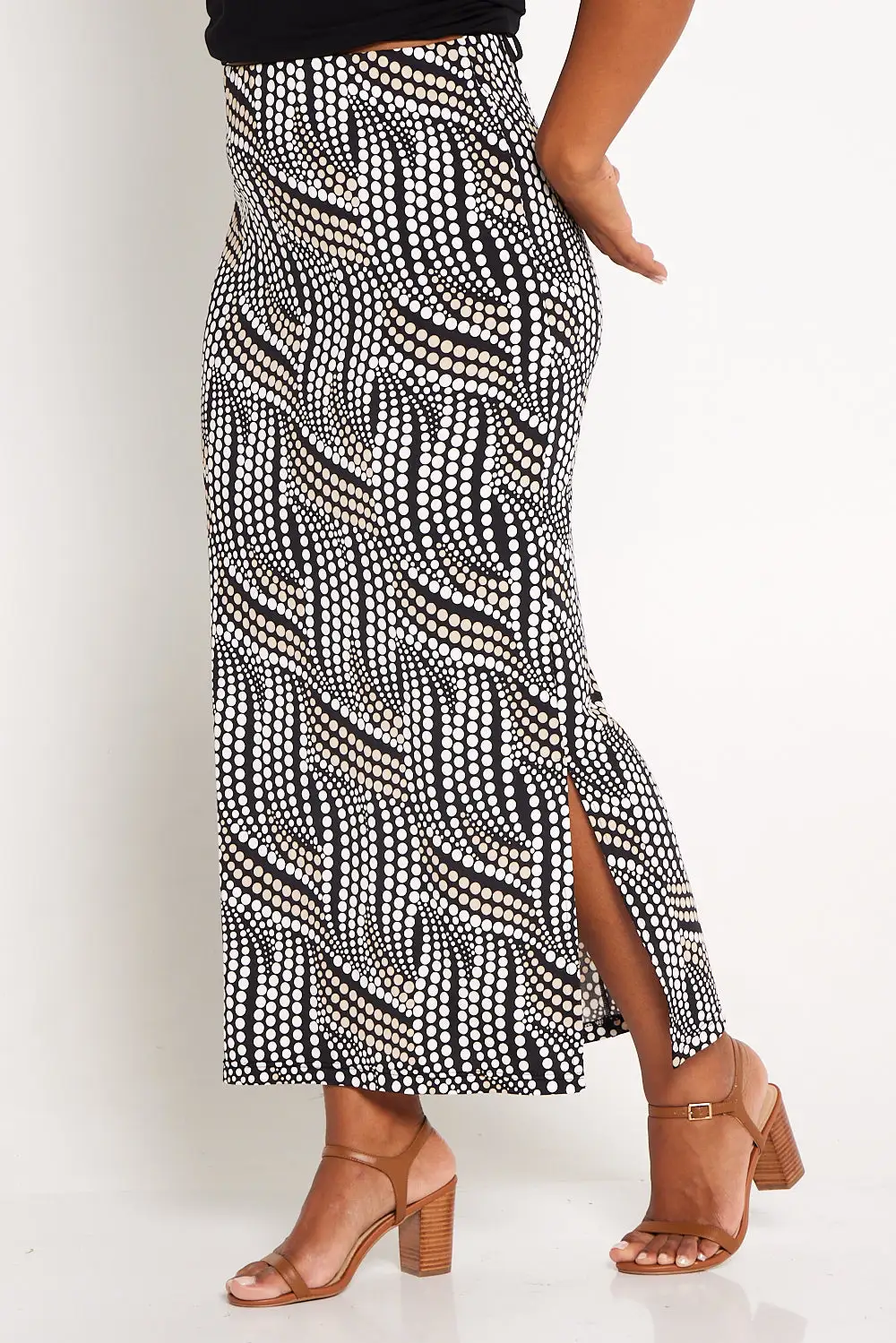 Amanda Maxi Skirt - White/Beige Spot