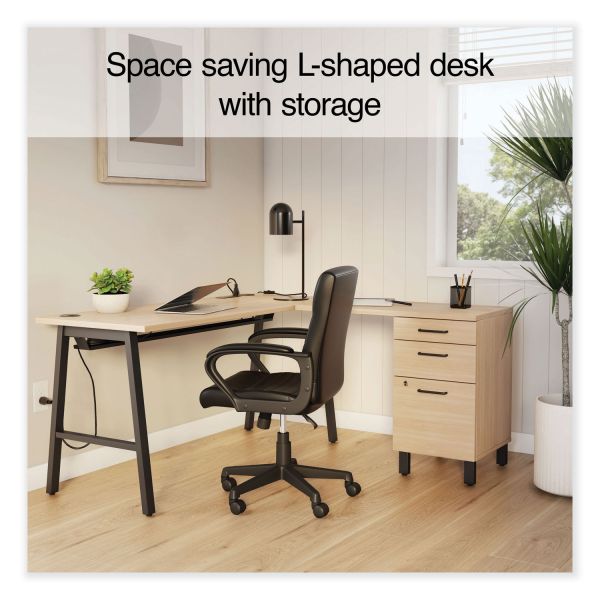 Union and Scale Essentials Single-Pedestal L-Shaped Desk with Integrated Power Management， 59.8