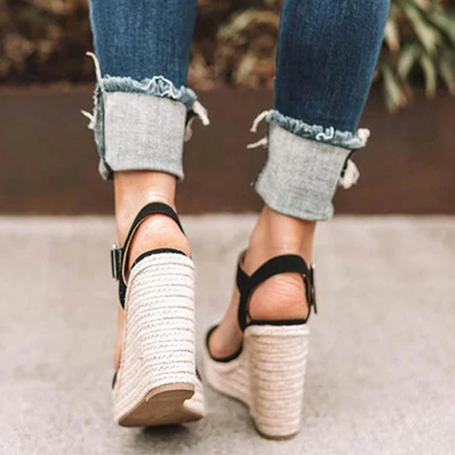 Plain Velvet Peep Toe Date Wedge Sandals