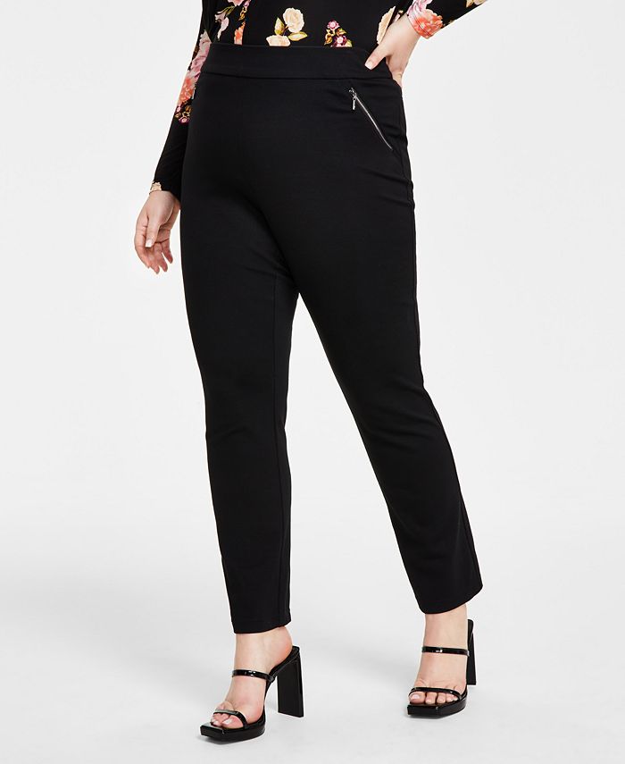 Plus Size High Rise Pull-On Straight-Leg Pants， Created for Macy's