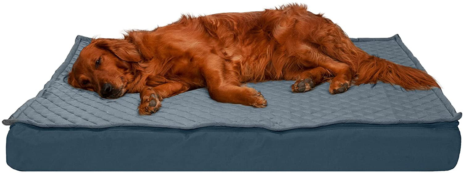 Furhaven XL Orthopedic Dog Bed Water-Resistant Indoor/Outdoor Quilt Top Convertible Mattress w/ Removable Washable Cover - Calm Blue， Jumbo (X-Large) Convertible Quilt Top (Calm Blue) Jumbo Orthopedic Foam
