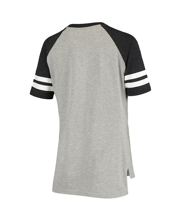 Women's Heathered Gray, Black San Jose Sharks Goal Line Raglan T-shirt
