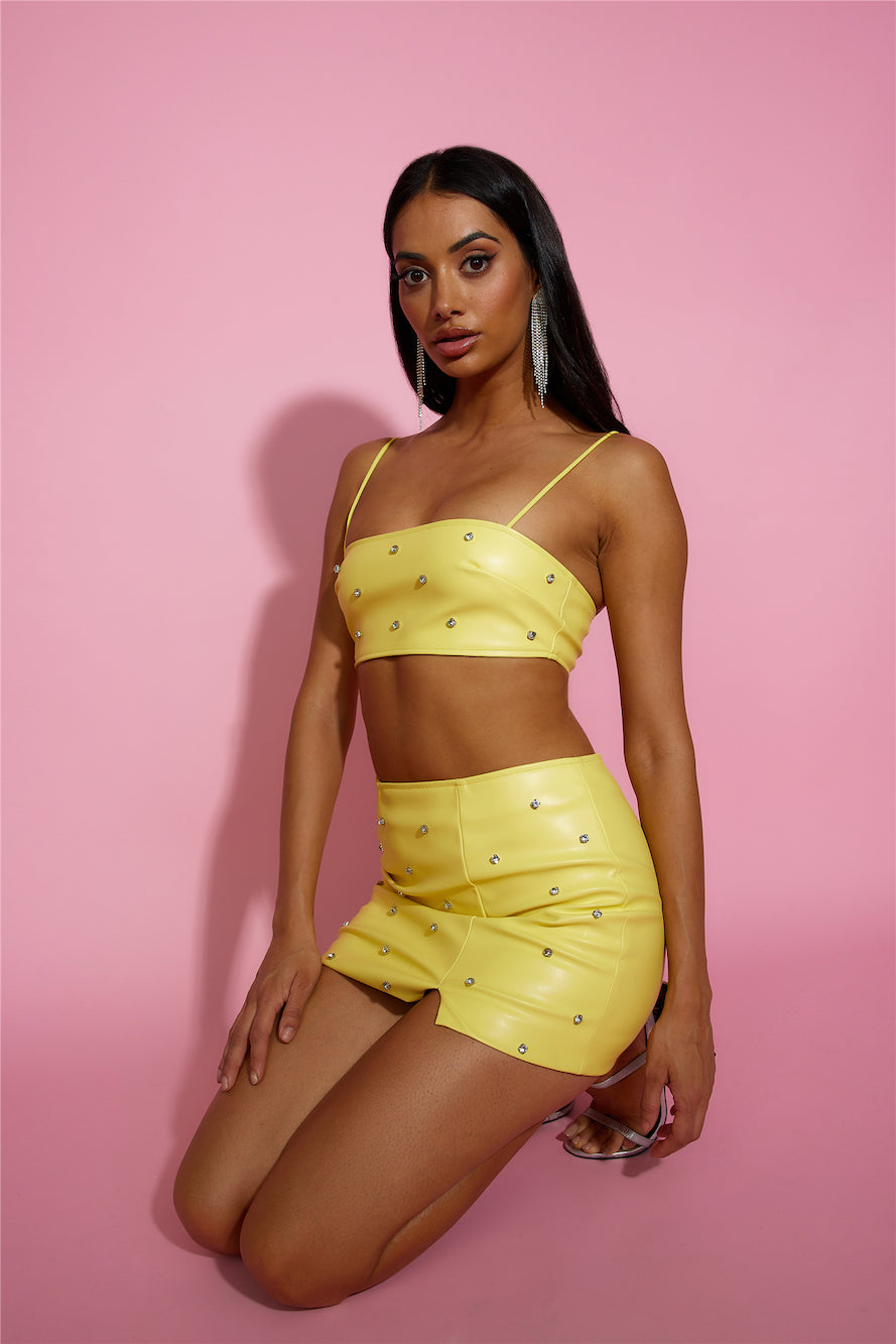 Luxe Sparkle Crop Top Yellow