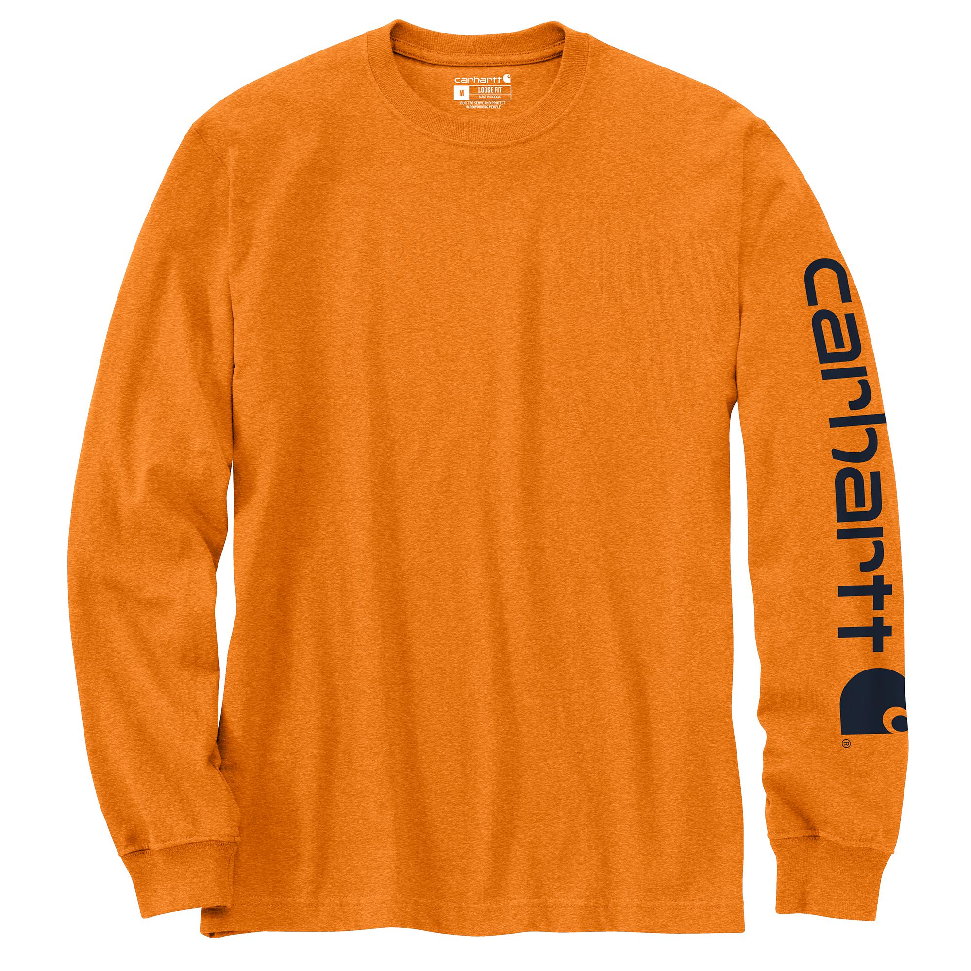 Carhartt Men's Signature Logo Long Sleeve T-Shirt_Marmalade Heather