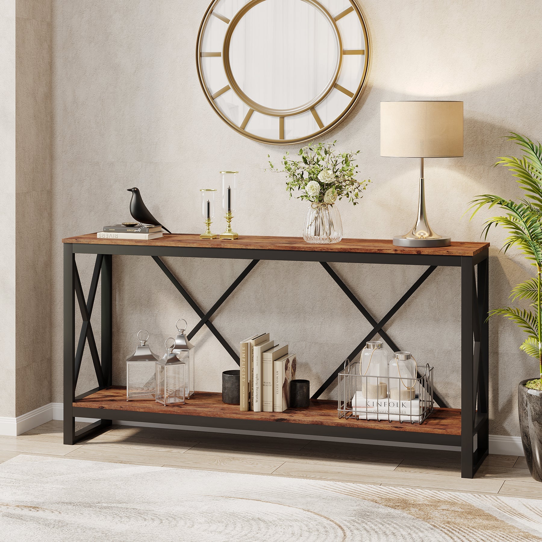 Industrial Console Table, 70.9