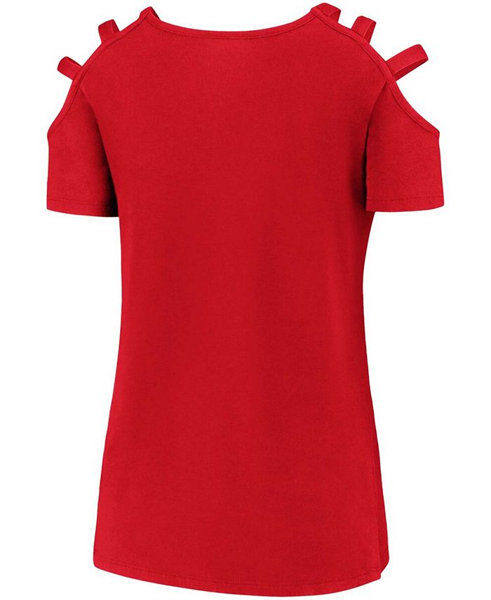 Women's Red St. Louis Cardinals Three Strap Open Shoulder T-shirt