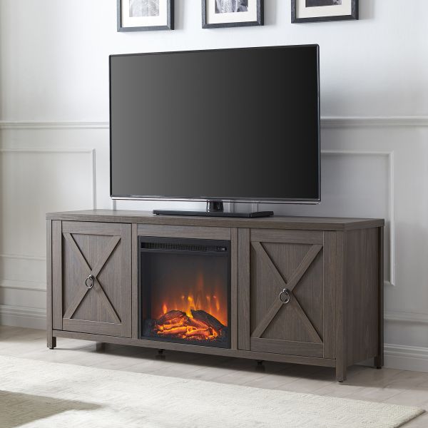 Granger Rectangular TV Stand with Log Fireplace for TV's up to 65