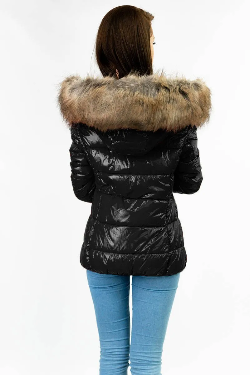 Short winter jacket with a hood