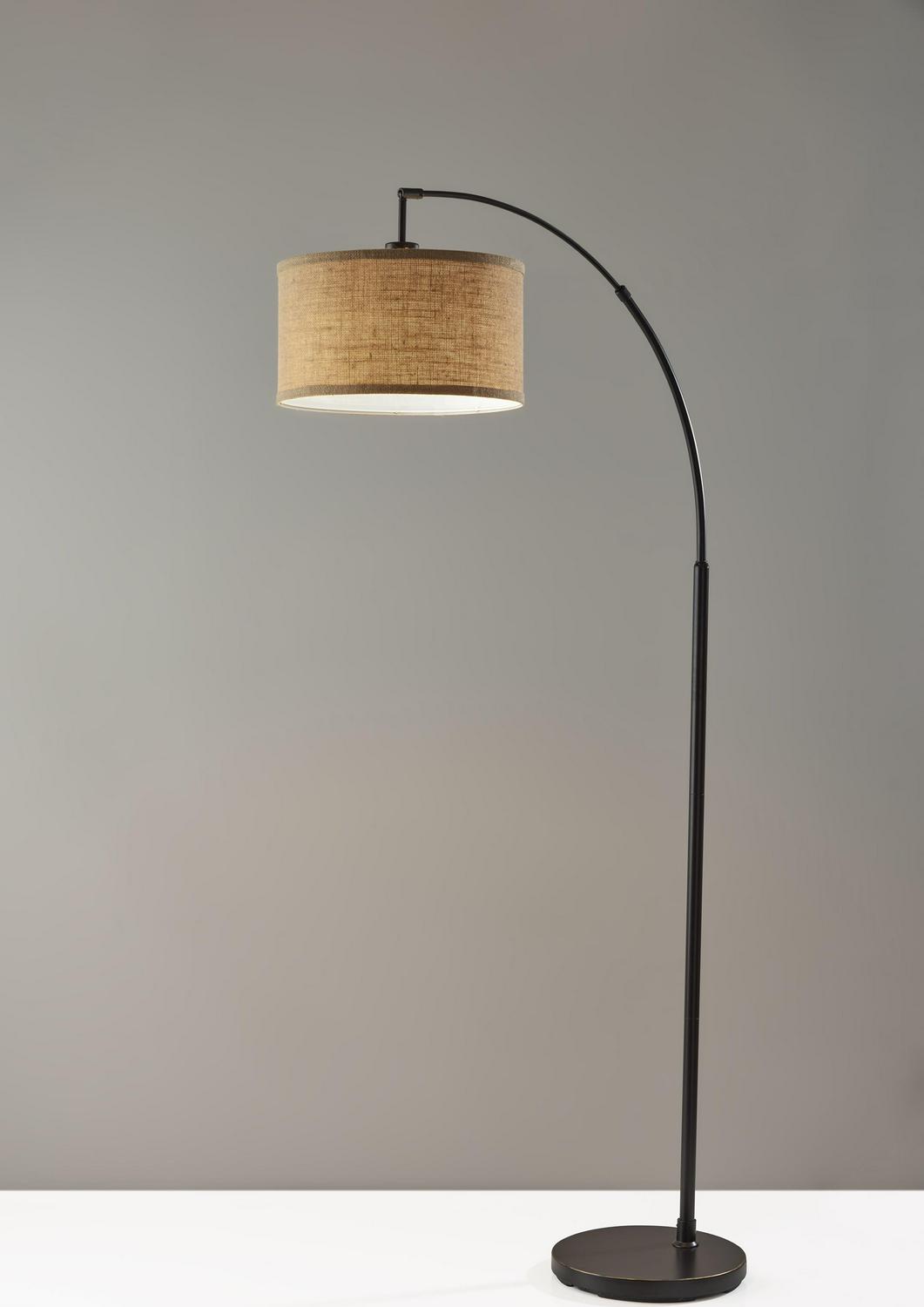Simplee Adesso Burlap Arc Floor Lamp， Antique Bronze