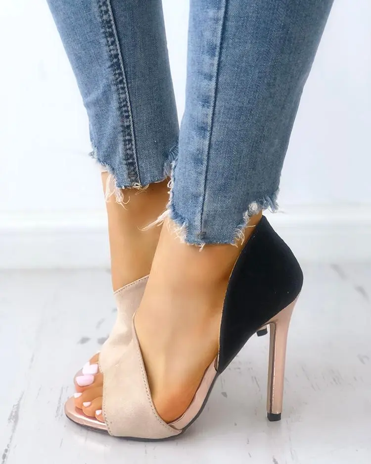 Colorblock Peep Toe High-heeled Sandals