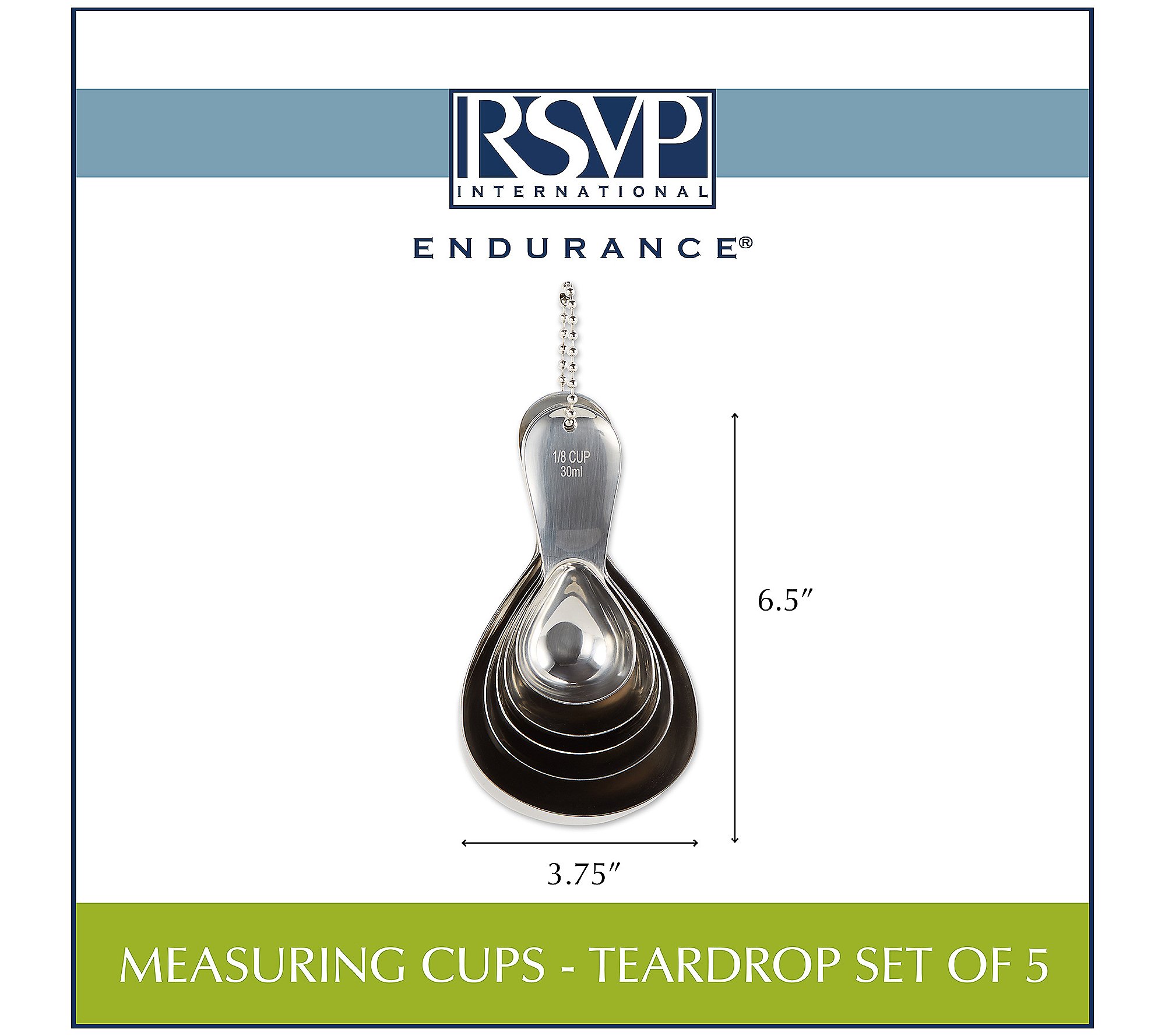 RSVP Set of 5 Teardrop Measuring Cups