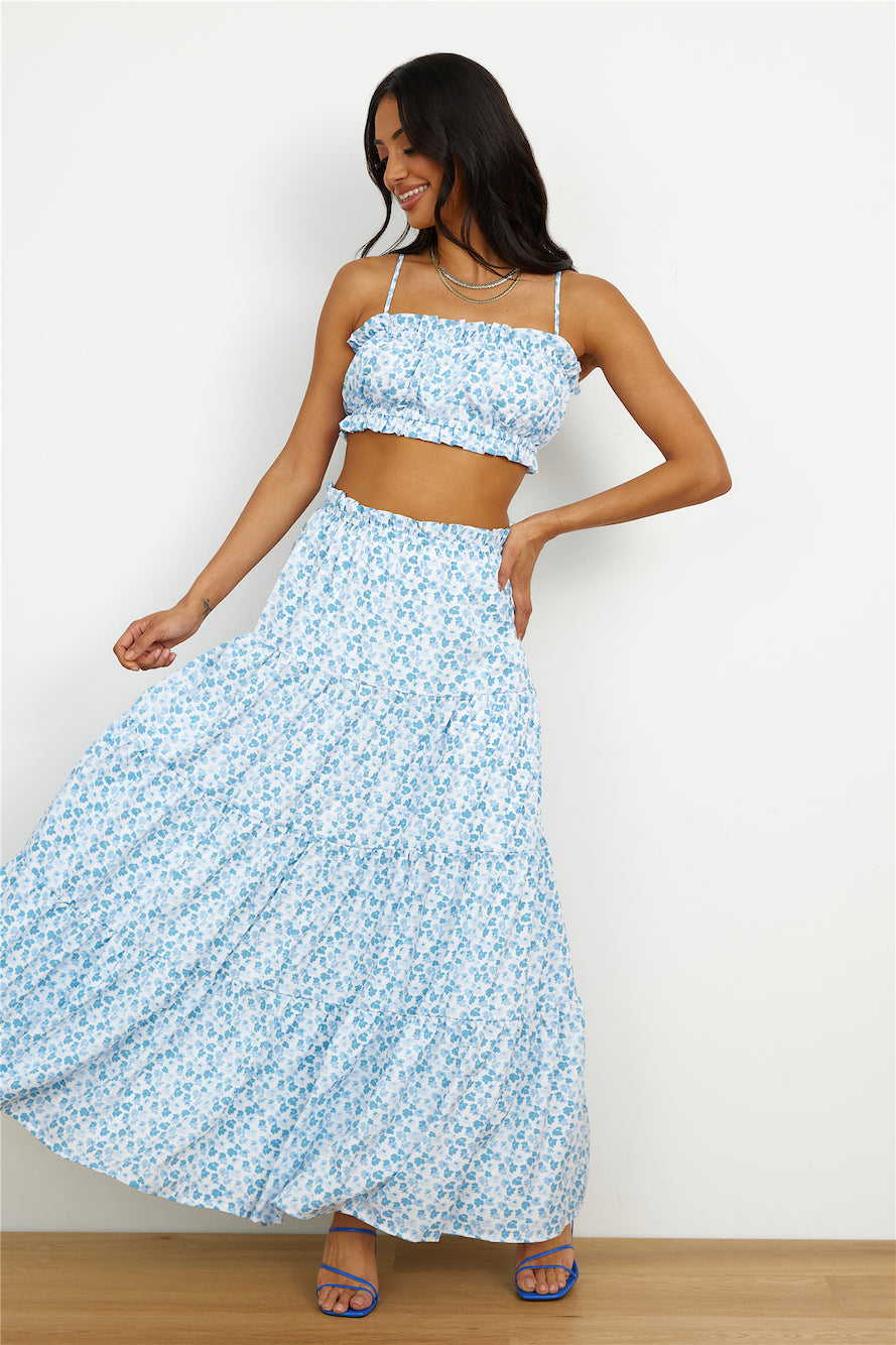 Pretty Dance Maxi Skirt Blue
