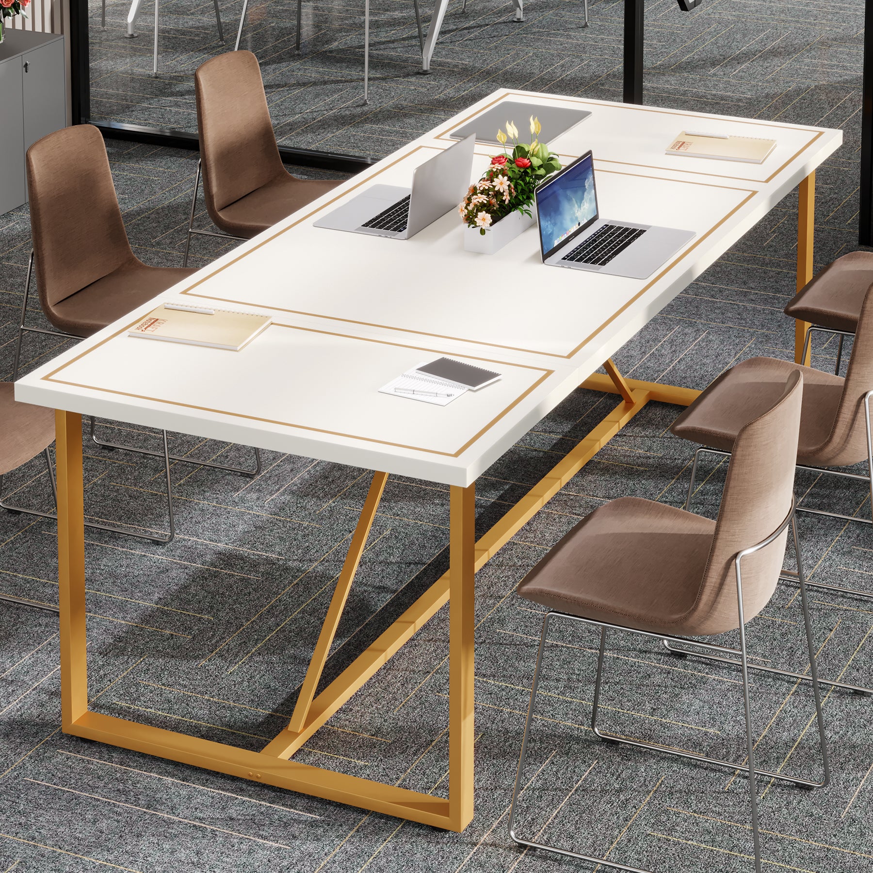 6FT Conference Table, 70.9’’ Modern Large Executive Computer Desk