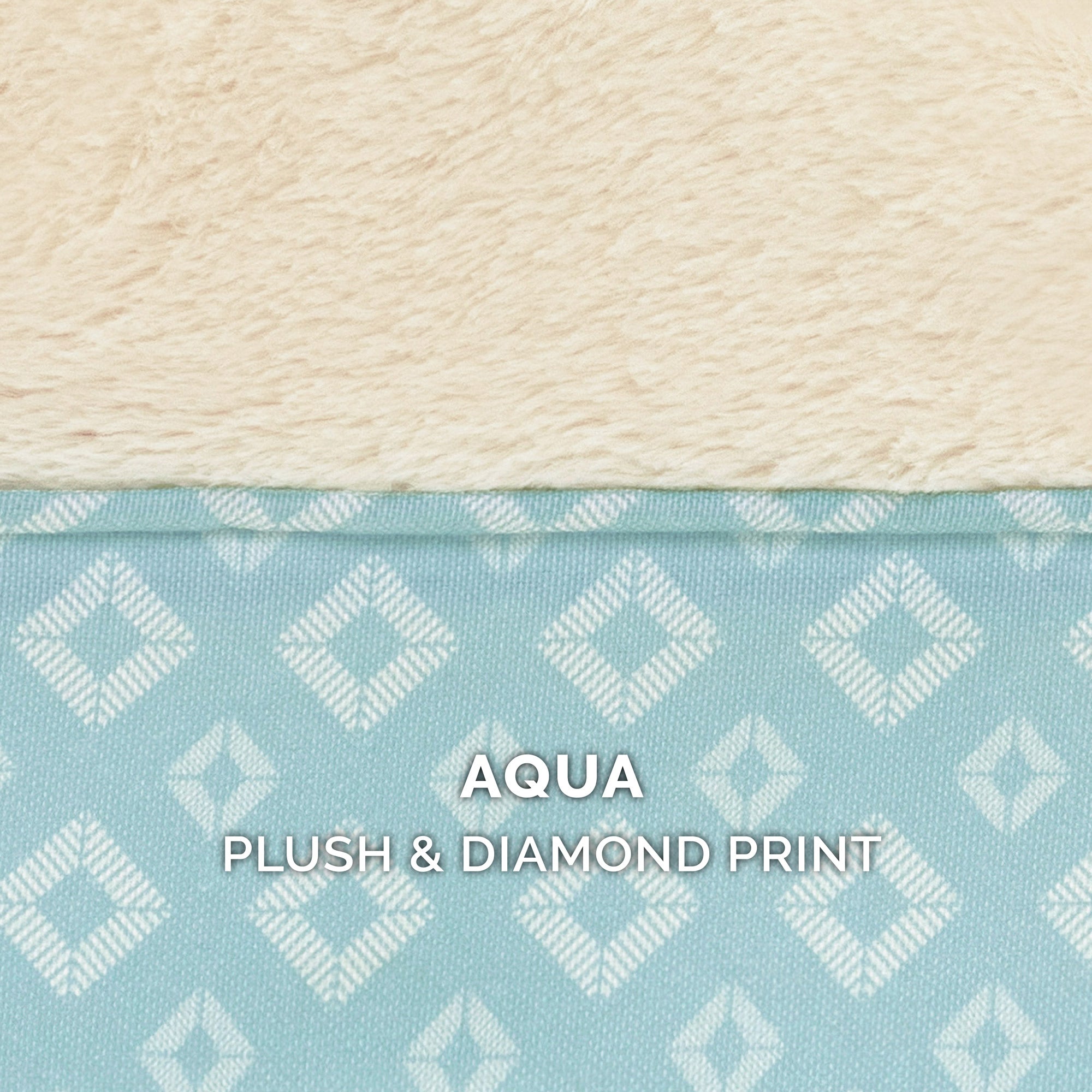 Plush Fur and Diamond Print Nest-Top Full Support Orthopedic Foam Sofa Dog Bed - Aqua， Medium