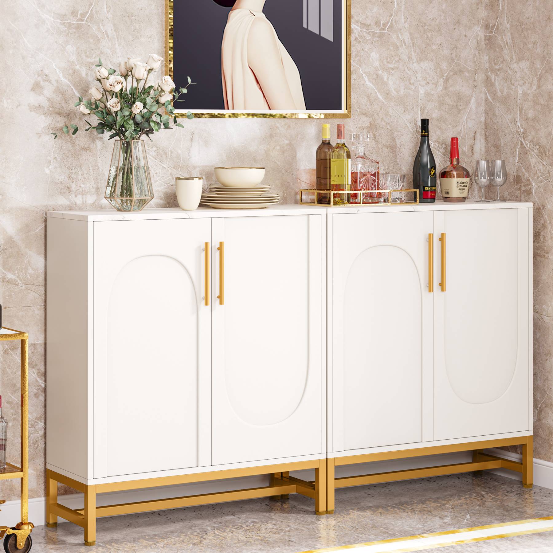 Modern Sideboard Buffet Storage Cabinet with Adjustable Shelves