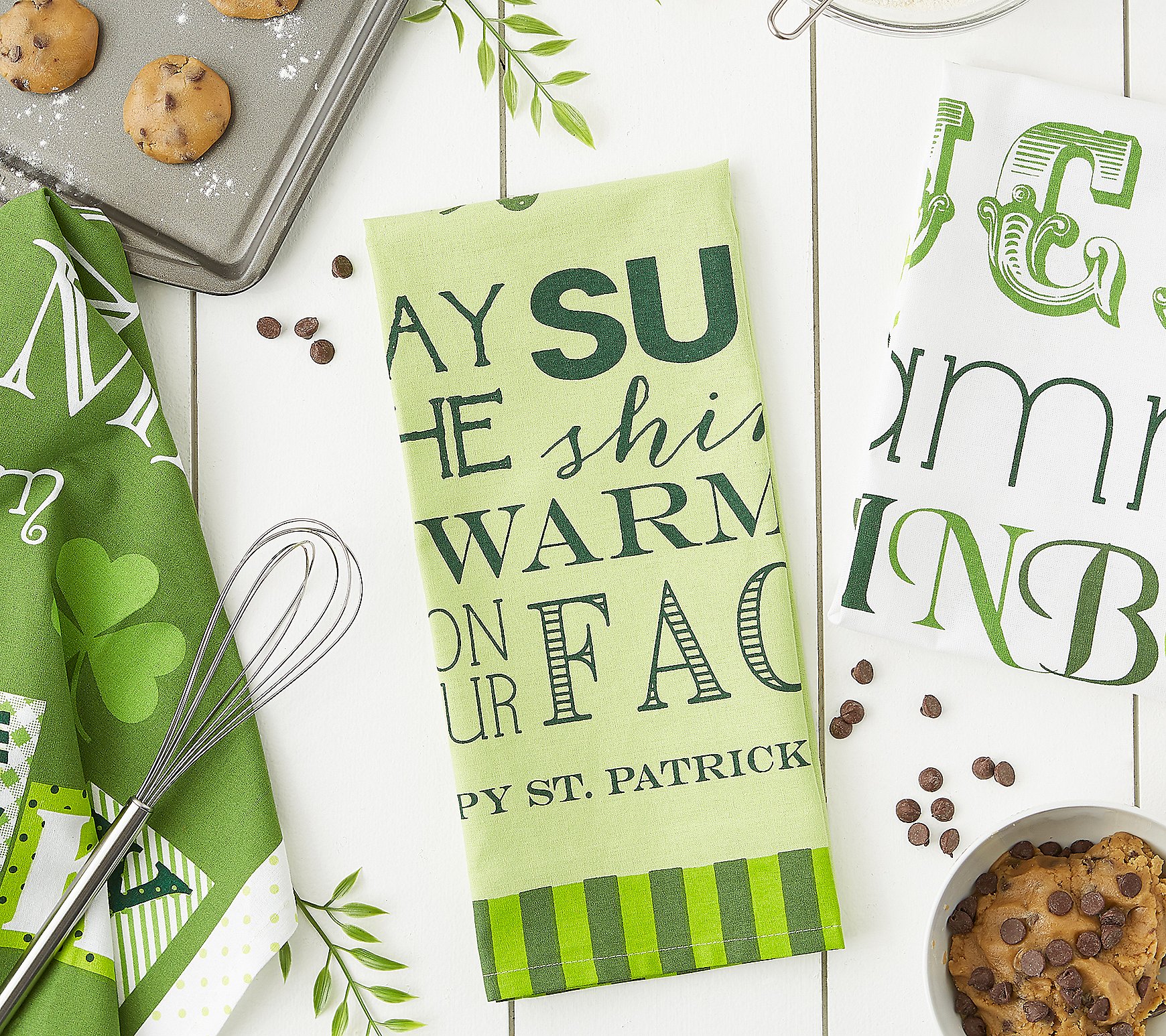 Design Imports Set 3 Assorted St. Patrick's Day Kitchen Towels