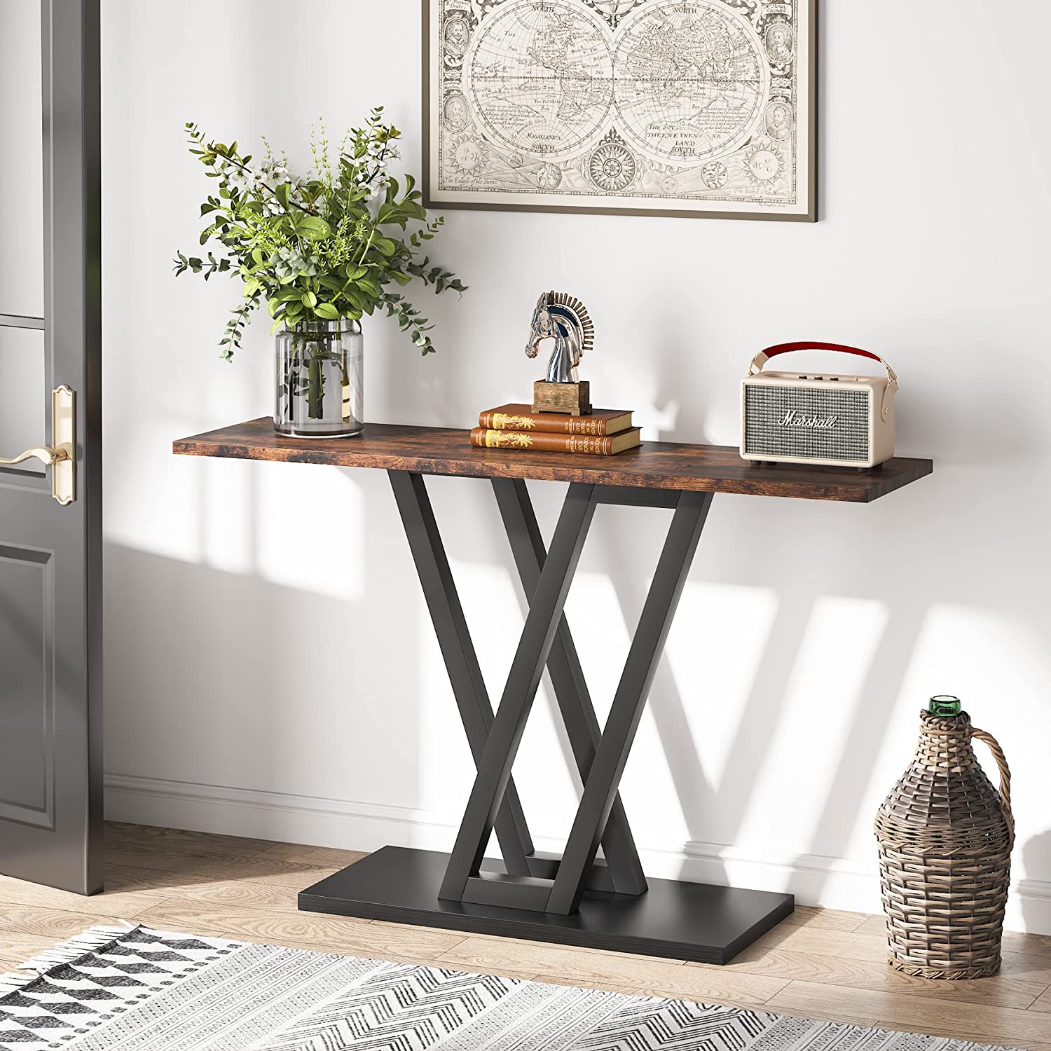 43 Inch Console Table, Industrial Entryway Hallway Table