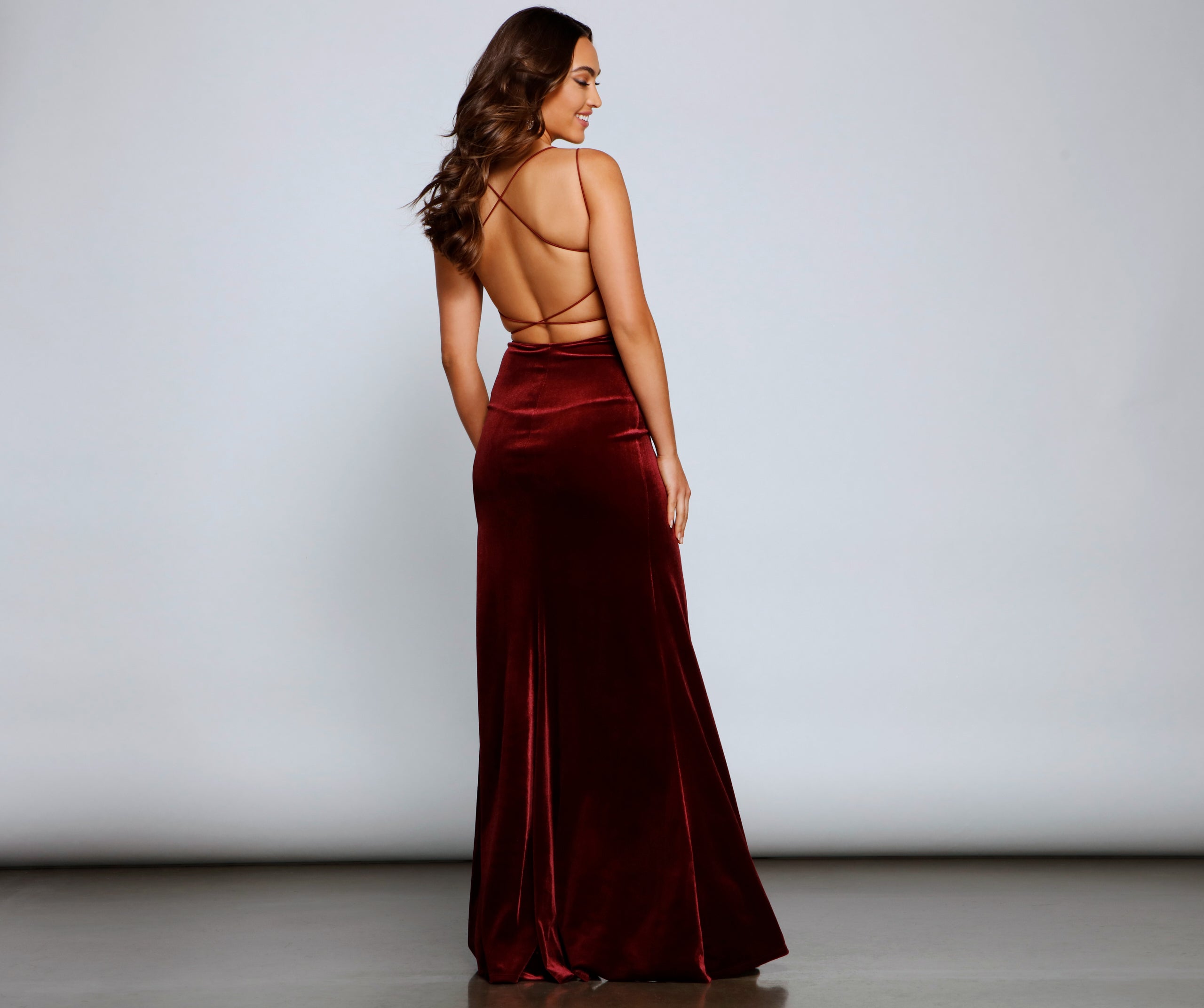 Vega Formal High Slit Velvet Dress - ella-clothes