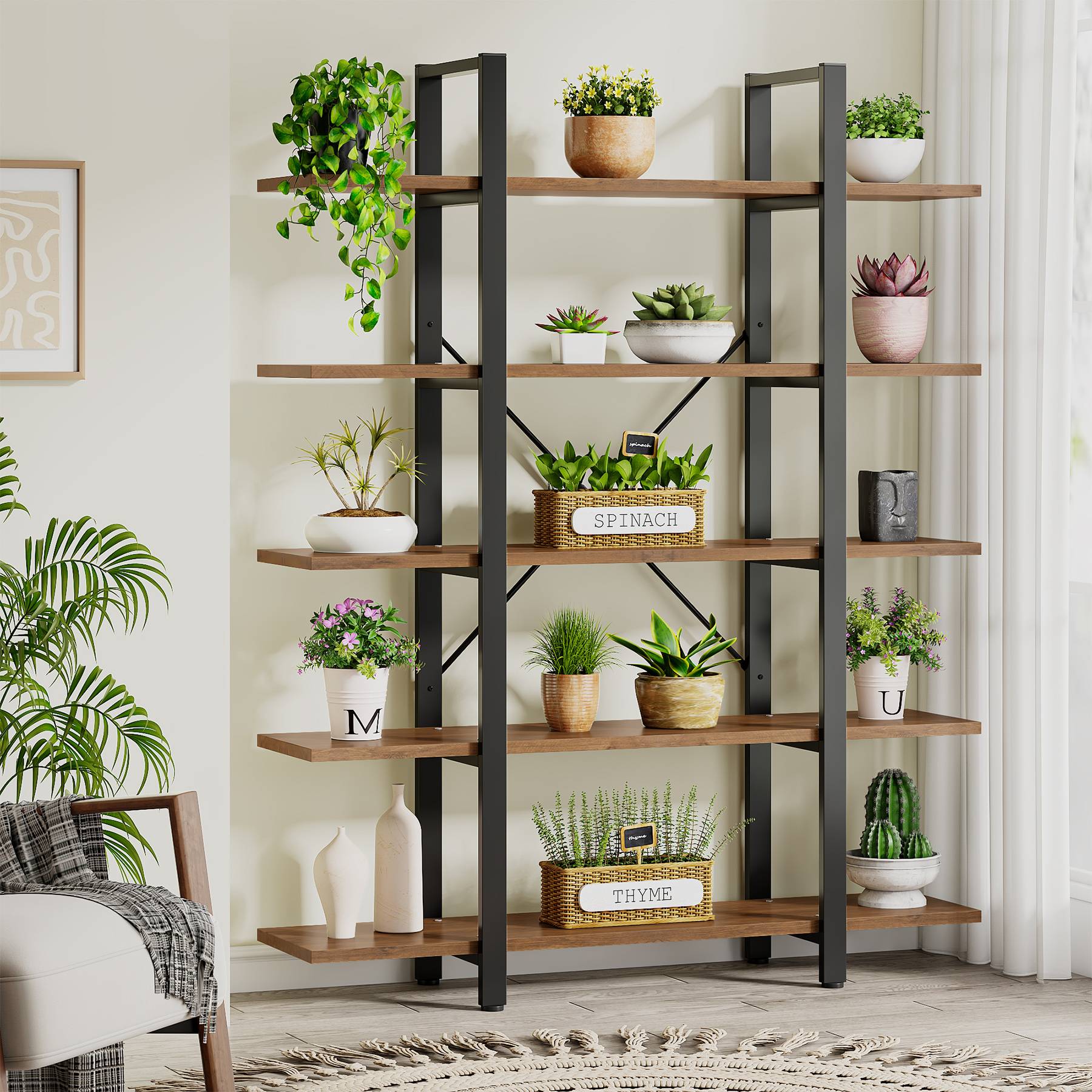 5-Tier Bookshelf, Open Etagere Bookcase Storage Display Rack