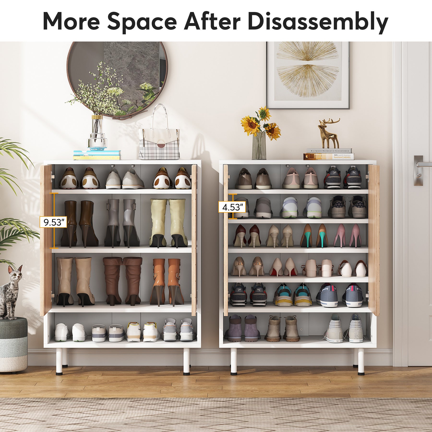 18-Pair Shoe Cabinet, 6-Tier Shoe Rack Organizer Cabinet with Door