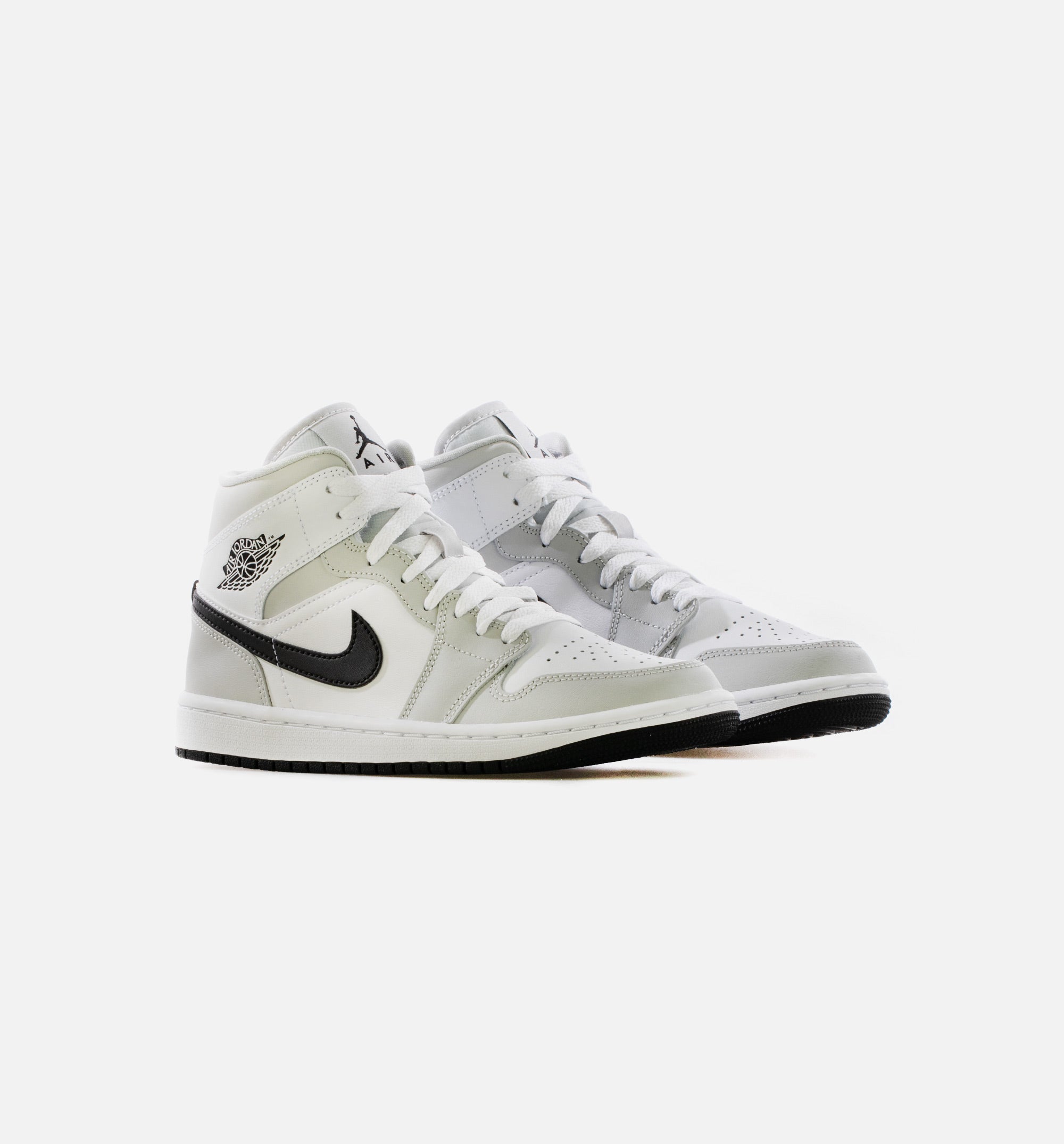 Air Jordan 1 Mid Light Smoke Grey Womens Lifestyle Shoe - White/Light Smoke Grey/Black Limit One Per Customer