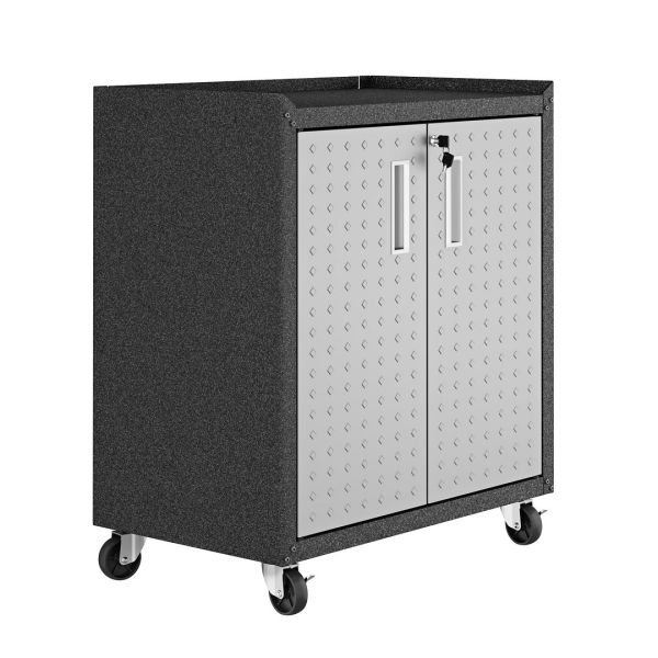 3-Piece Fortress Mobile Space-Saving Garage Cabinet and Worktable 1.0 in Grey