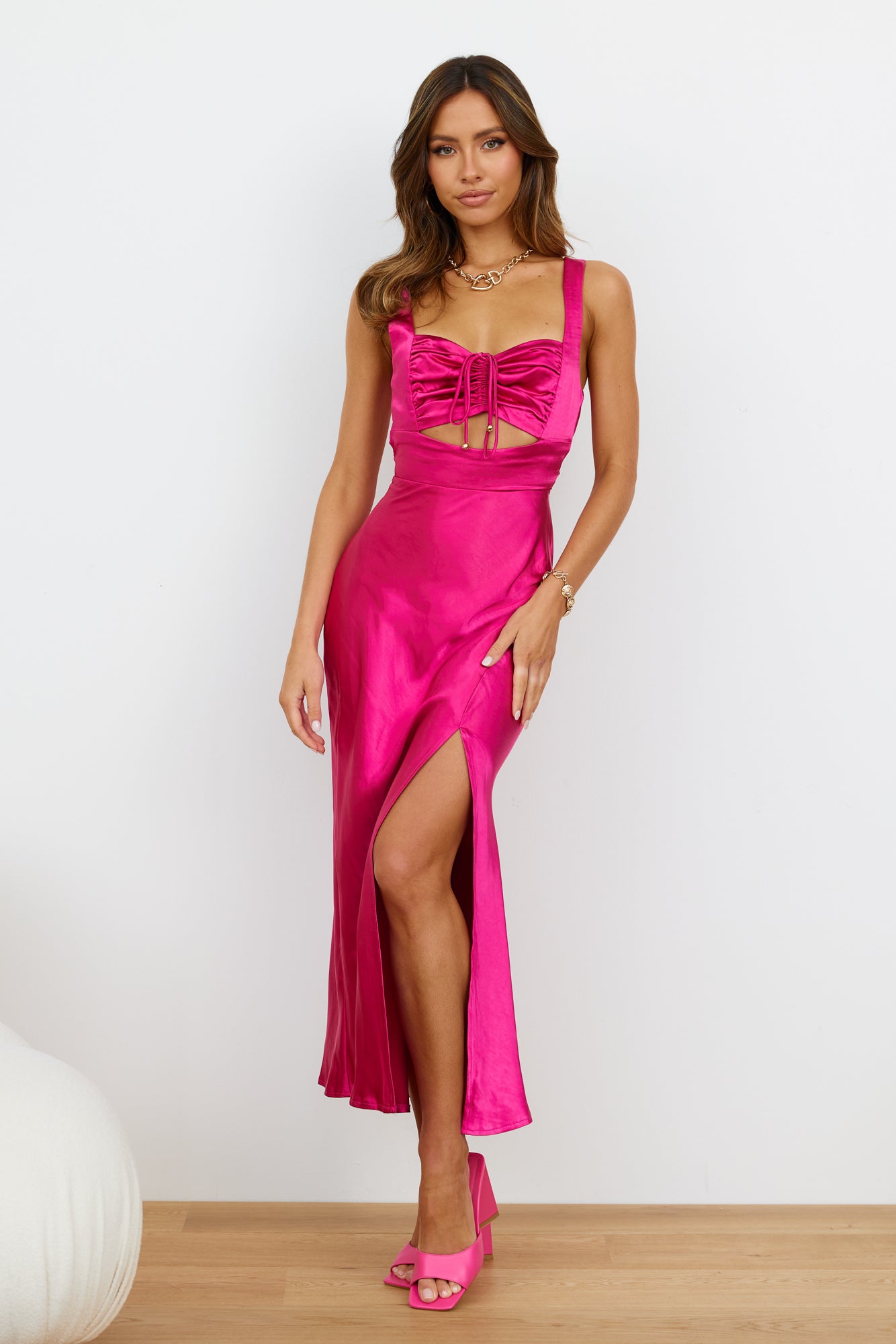 How Bout You Midi Dress Hot Pink