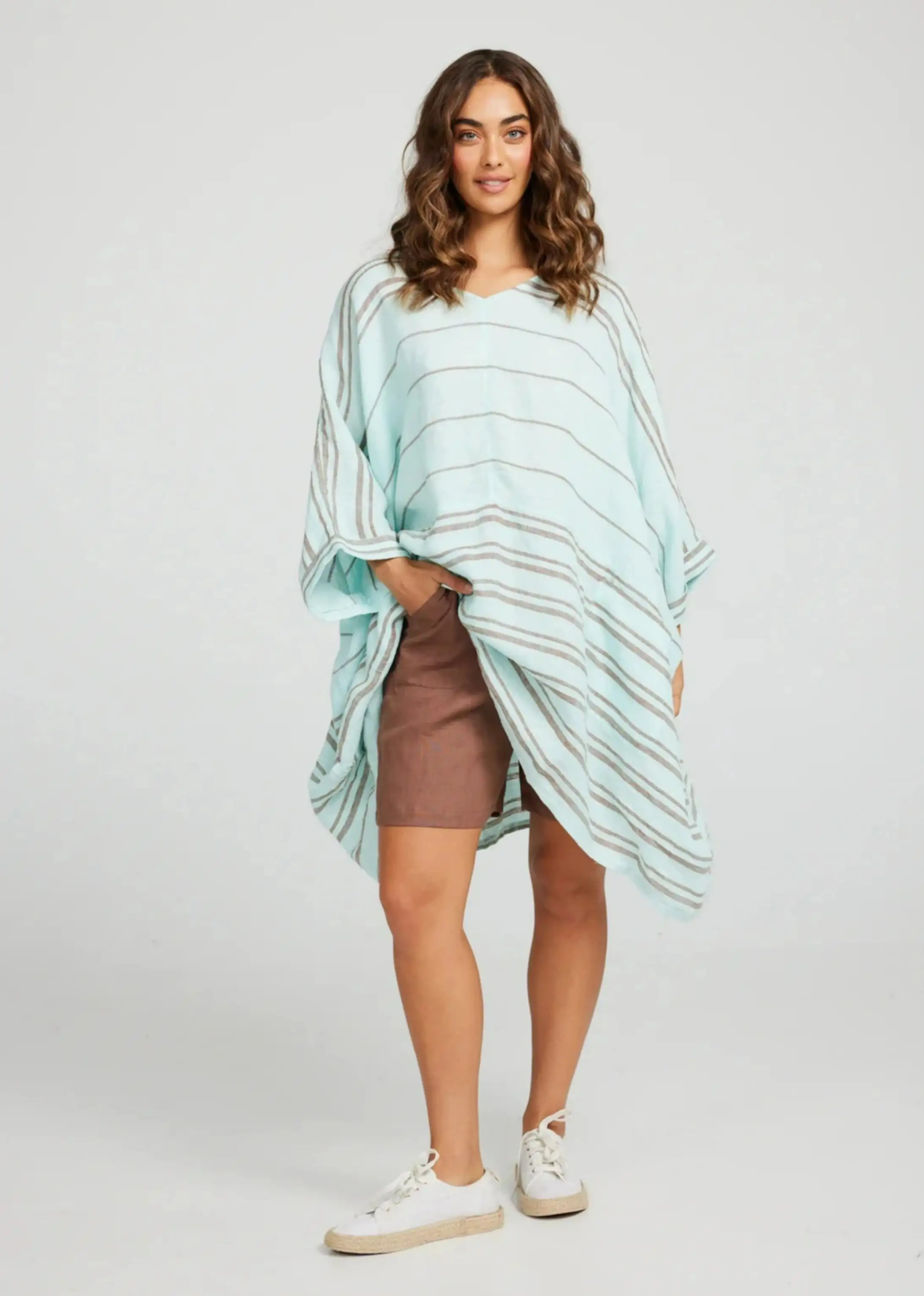 Cliffside Shirt Dress - Azure Stripe