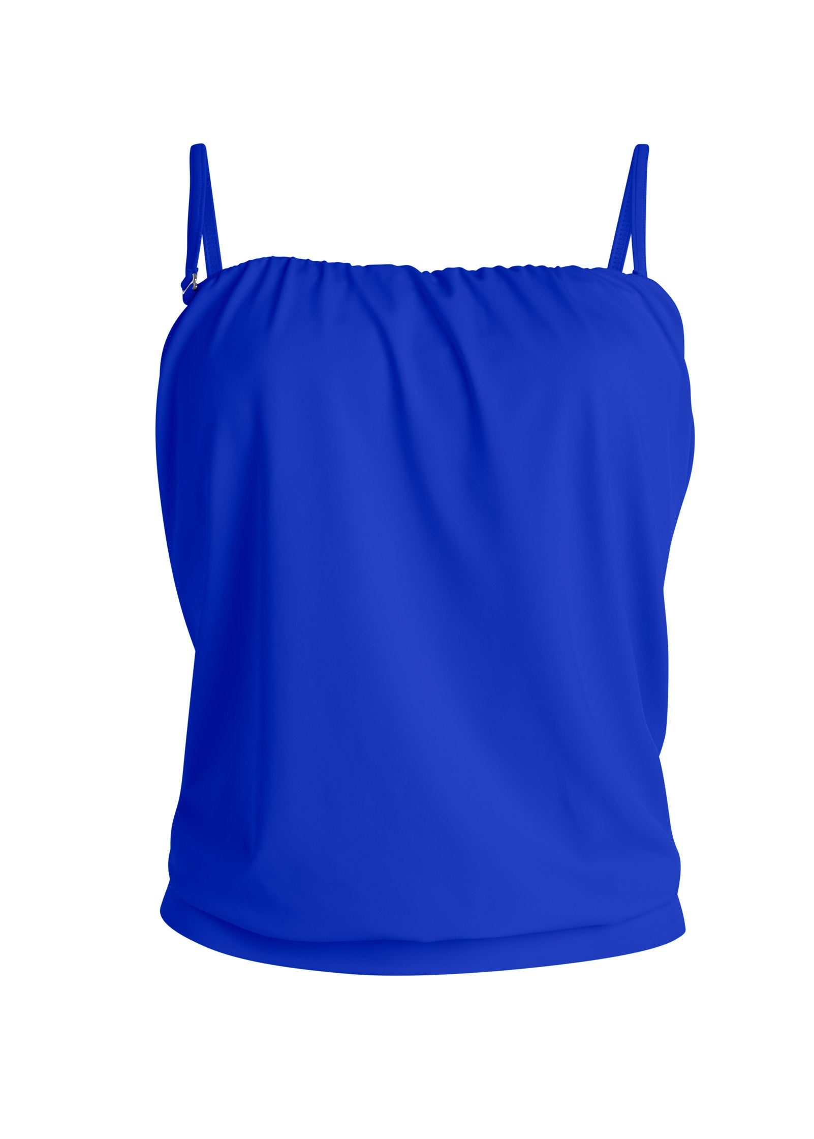 Solid Color Blouson Bandeau Tankini With Short