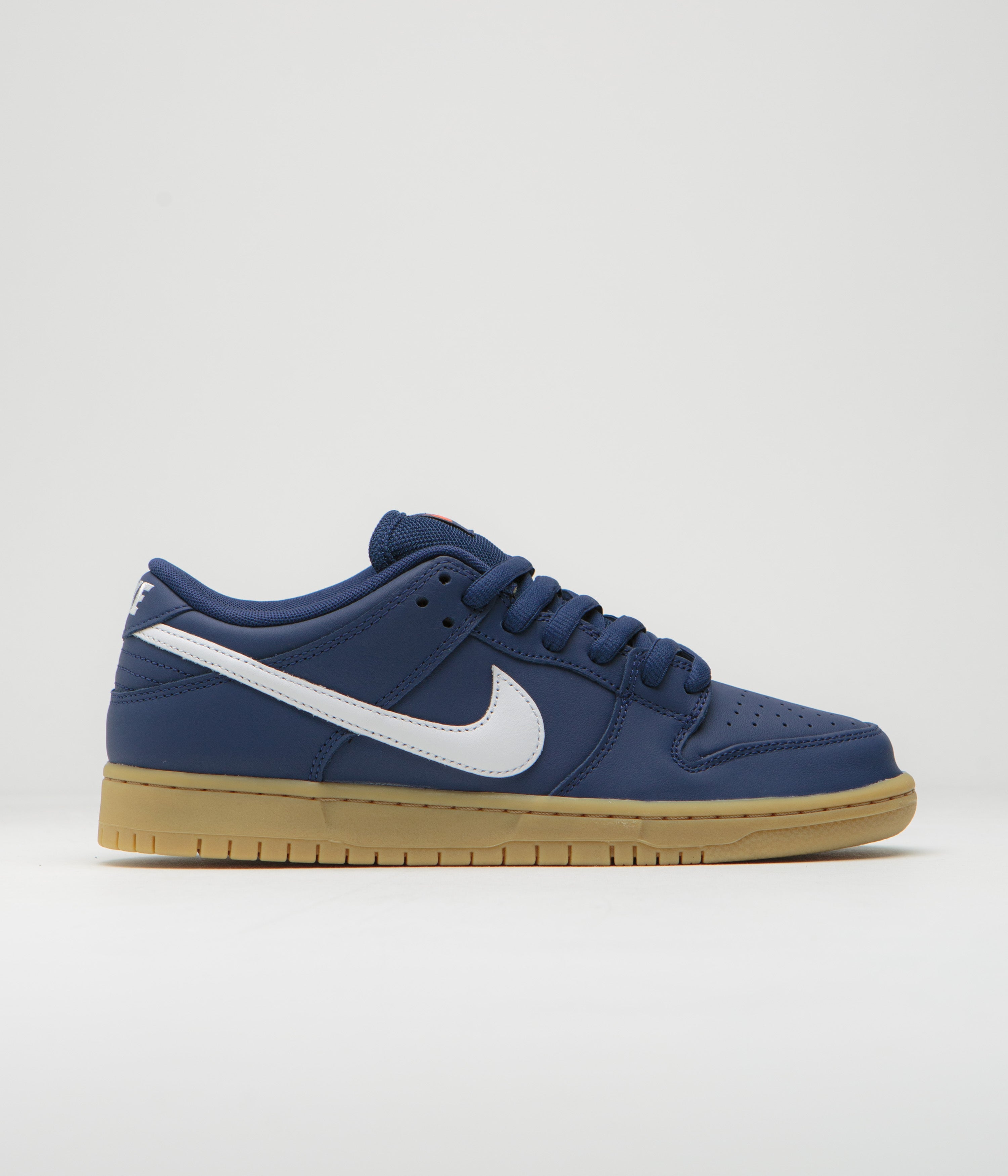 Nike SB Orange Label Dunk Low Pro Shoes - Navy / White - Navy - Gum Light Brown