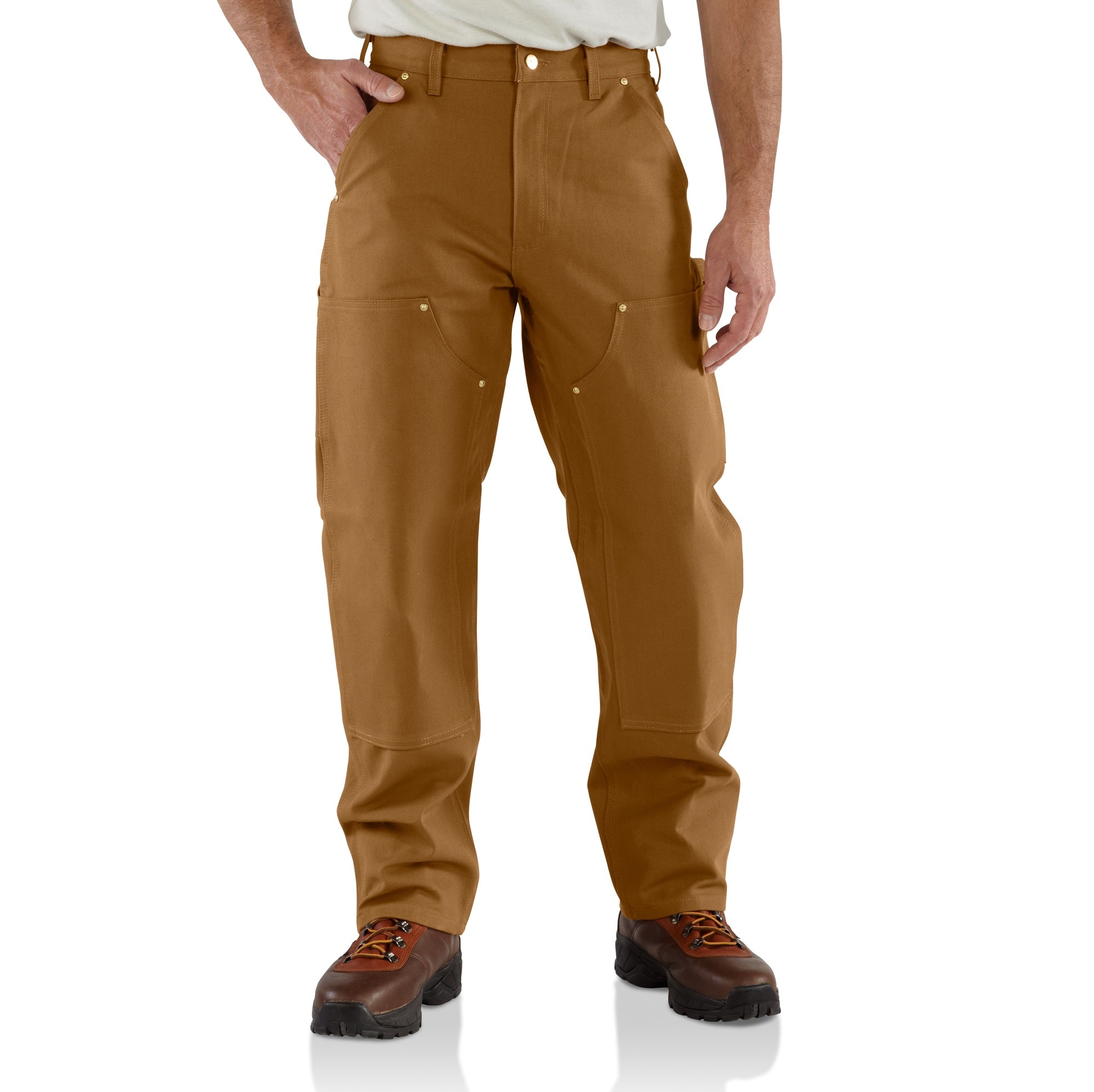 Carhartt Men's Firm Duck Double-Front Work Dungaree_Brown