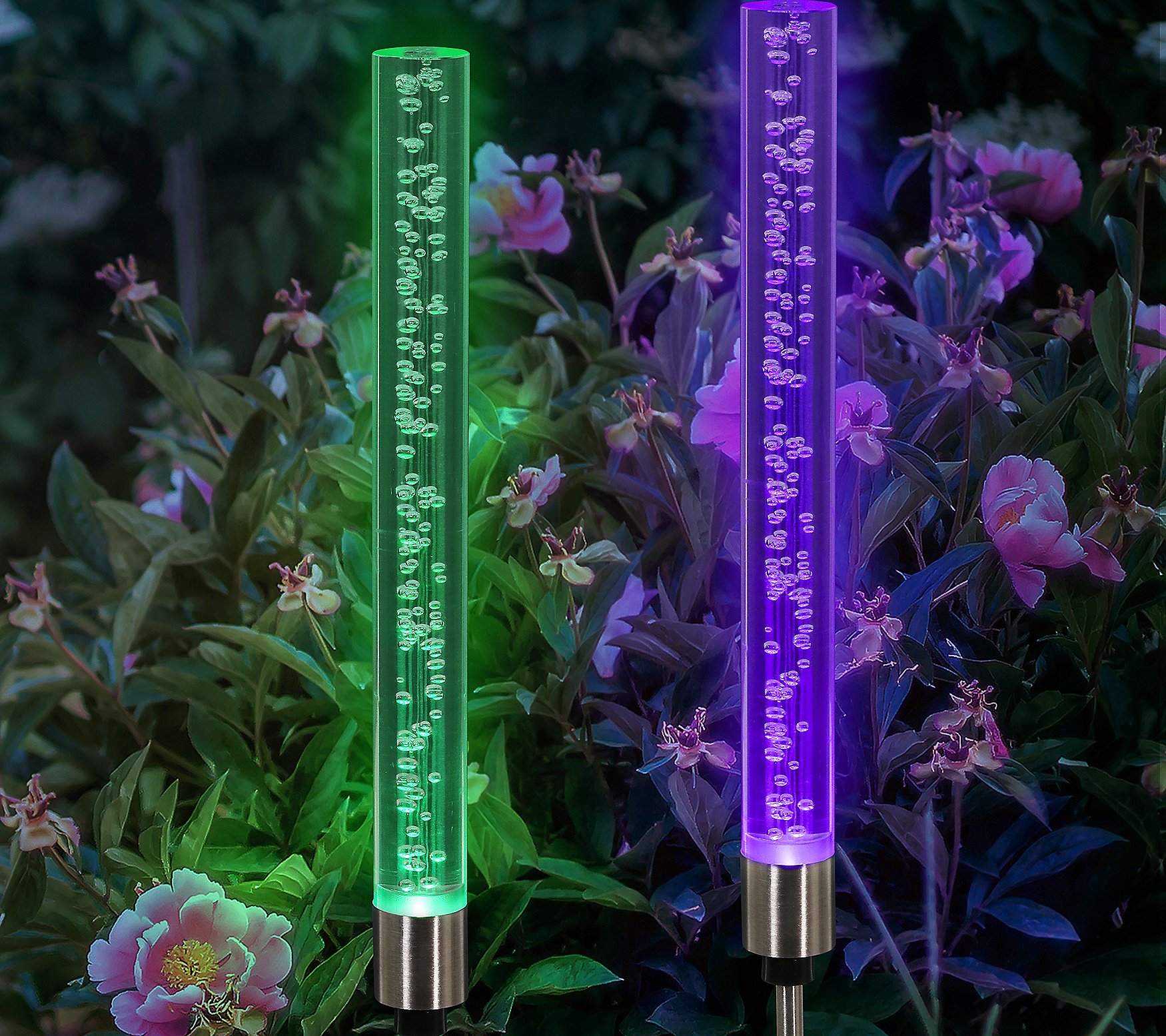 Exhart Solar 2pc Color Changing Stationary Bubb e Stakes