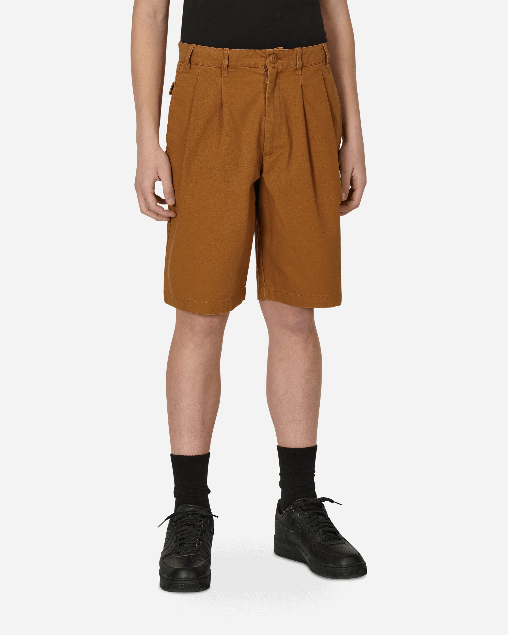 Pleated Chino Shorts Brown