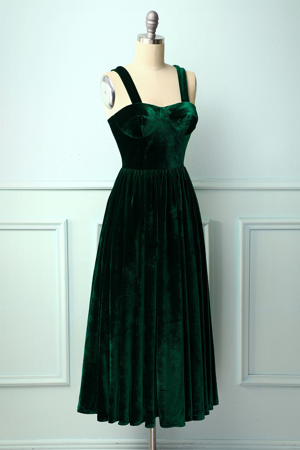 Dark Green Velvet Dress