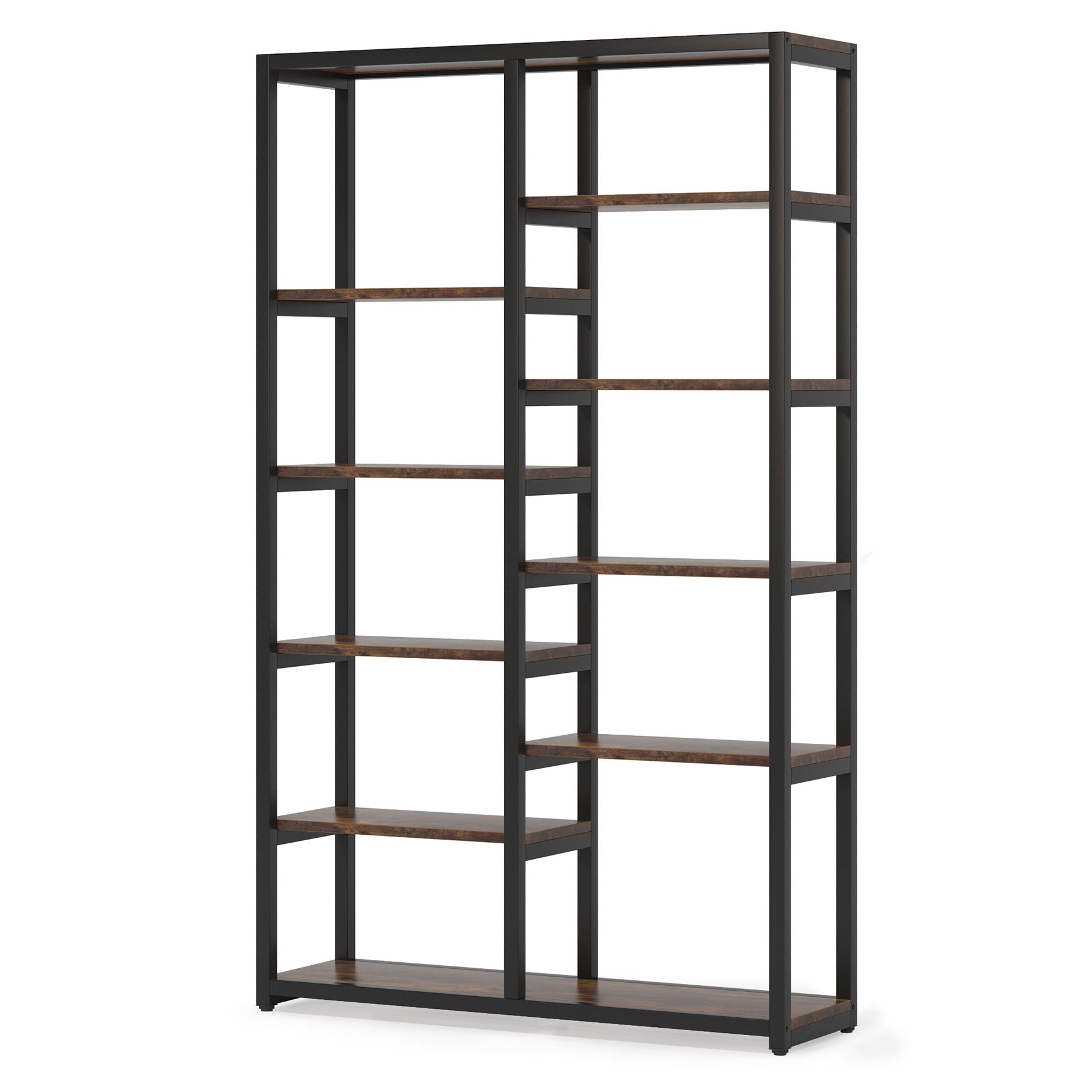 Industrial Bookshelf Bookcase, 10-Open Shelf Etagere Bookcase