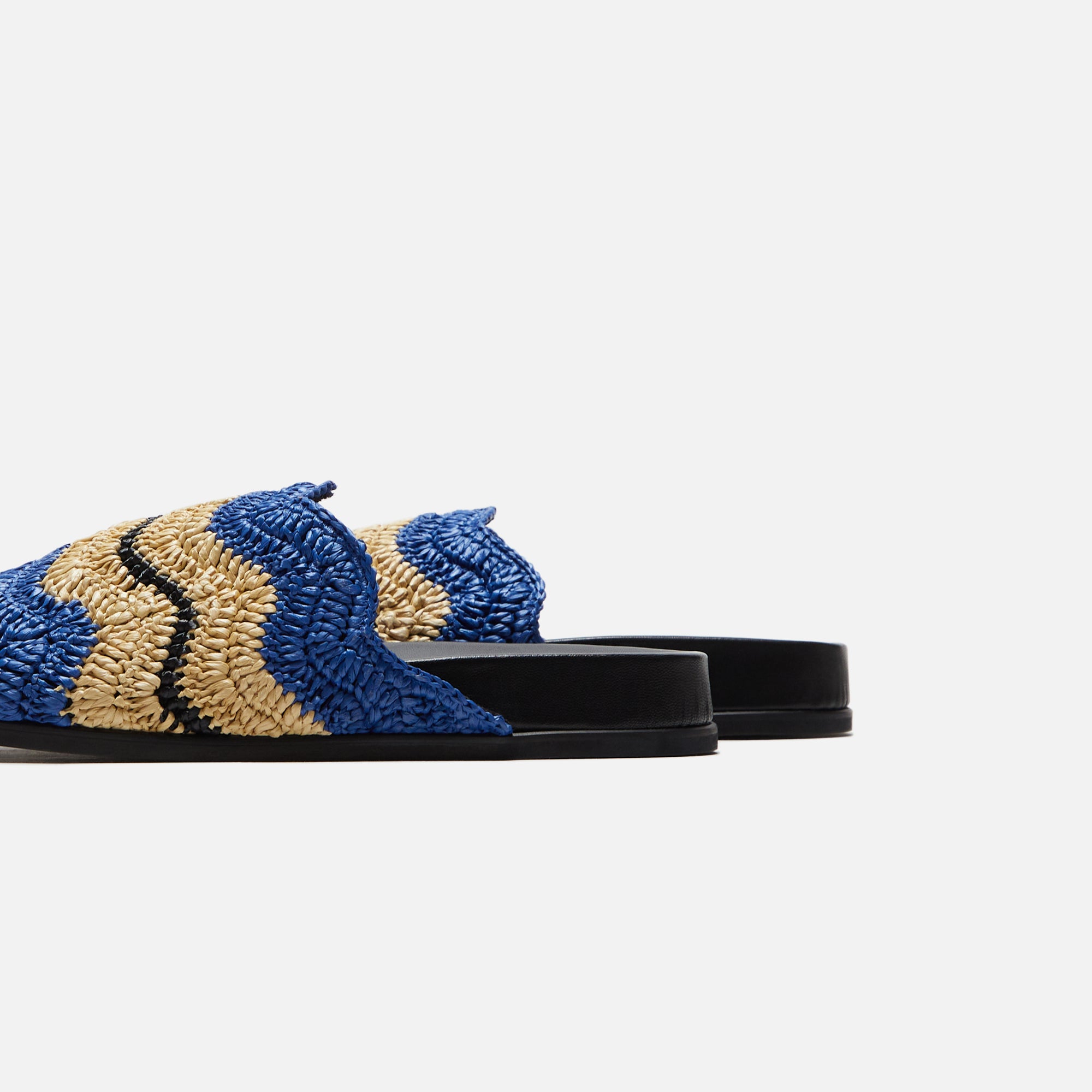 Marni x No Vacancy Inn Slide Rafia Waves - Blue / Natural