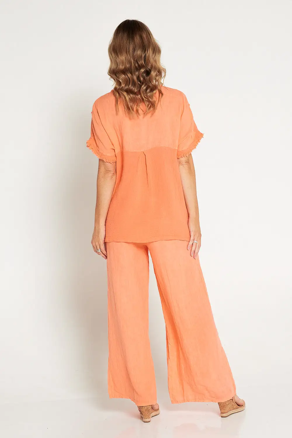 Crete Linen Top - Peach