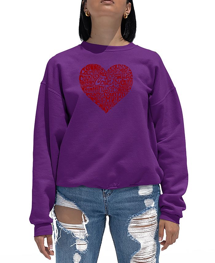 Women's Word Art Country Music Heart Crewneck Sweatshirt
