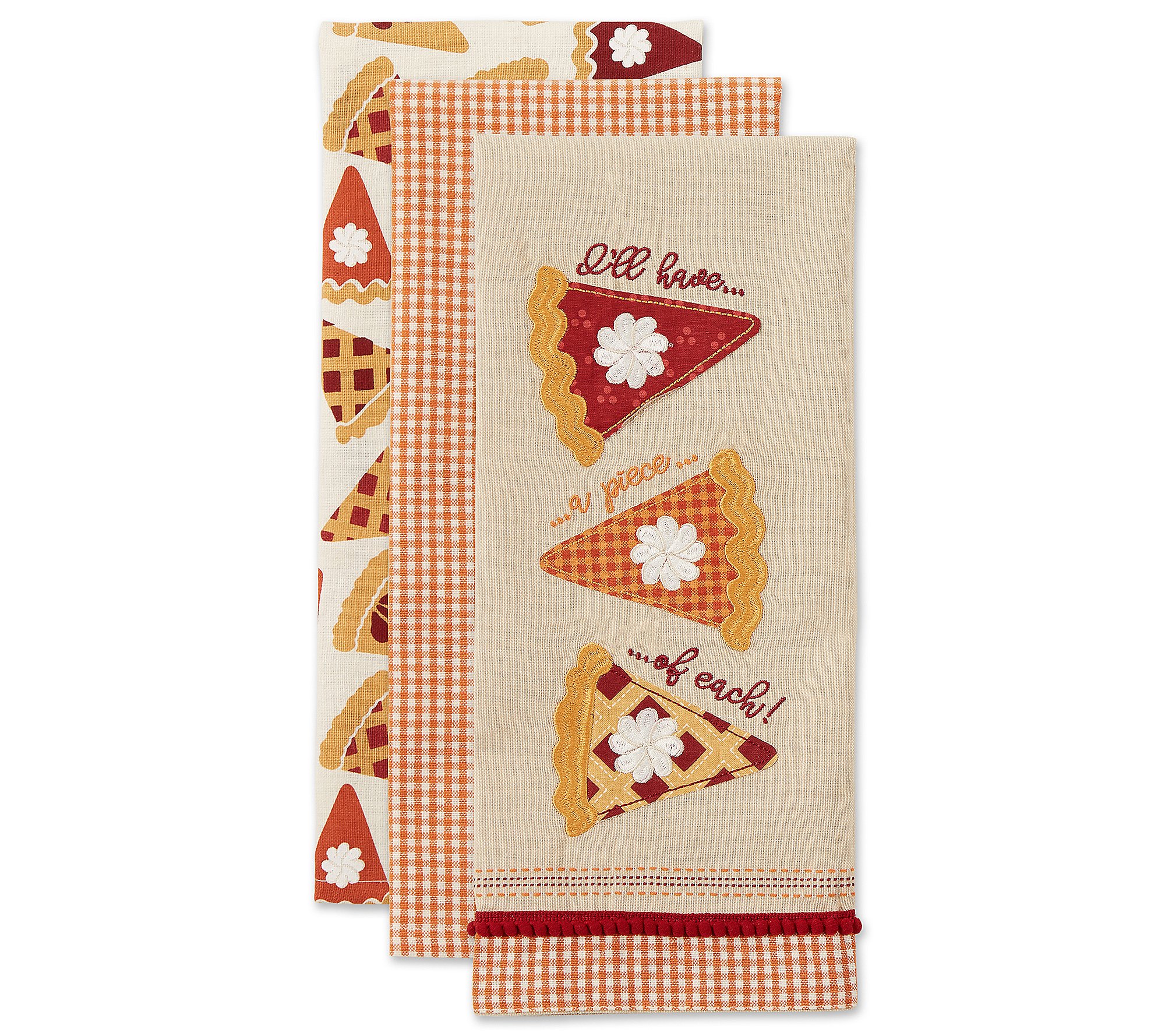Design Imports Set of 3 Assorted Pie Slice  Kit chen Towels