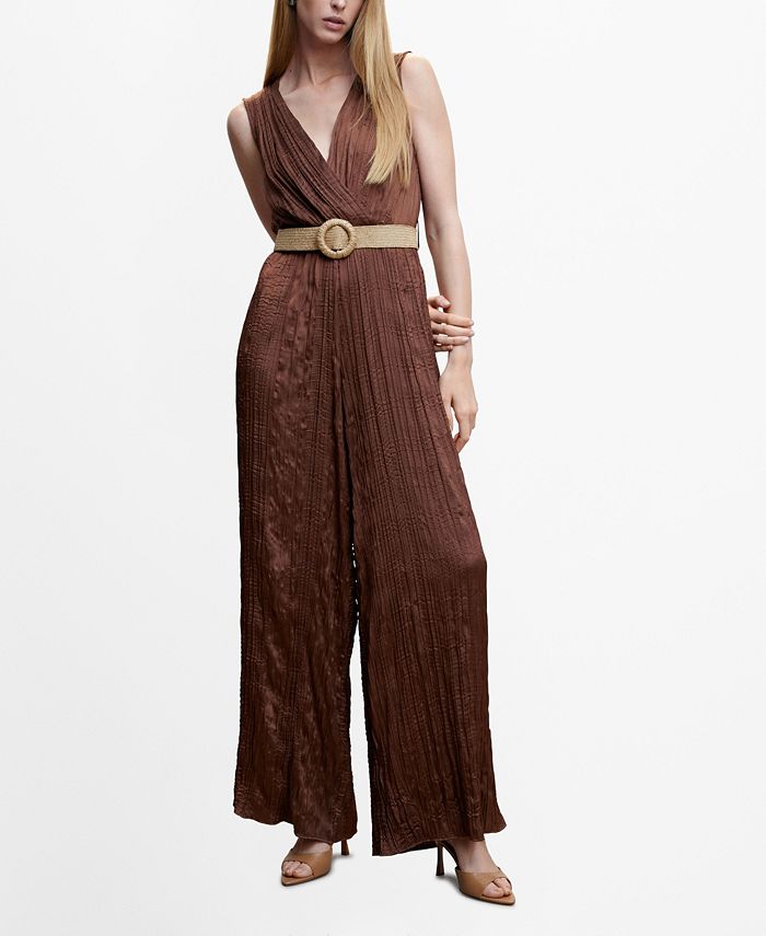 Women's Satin Belted Jumpsuit