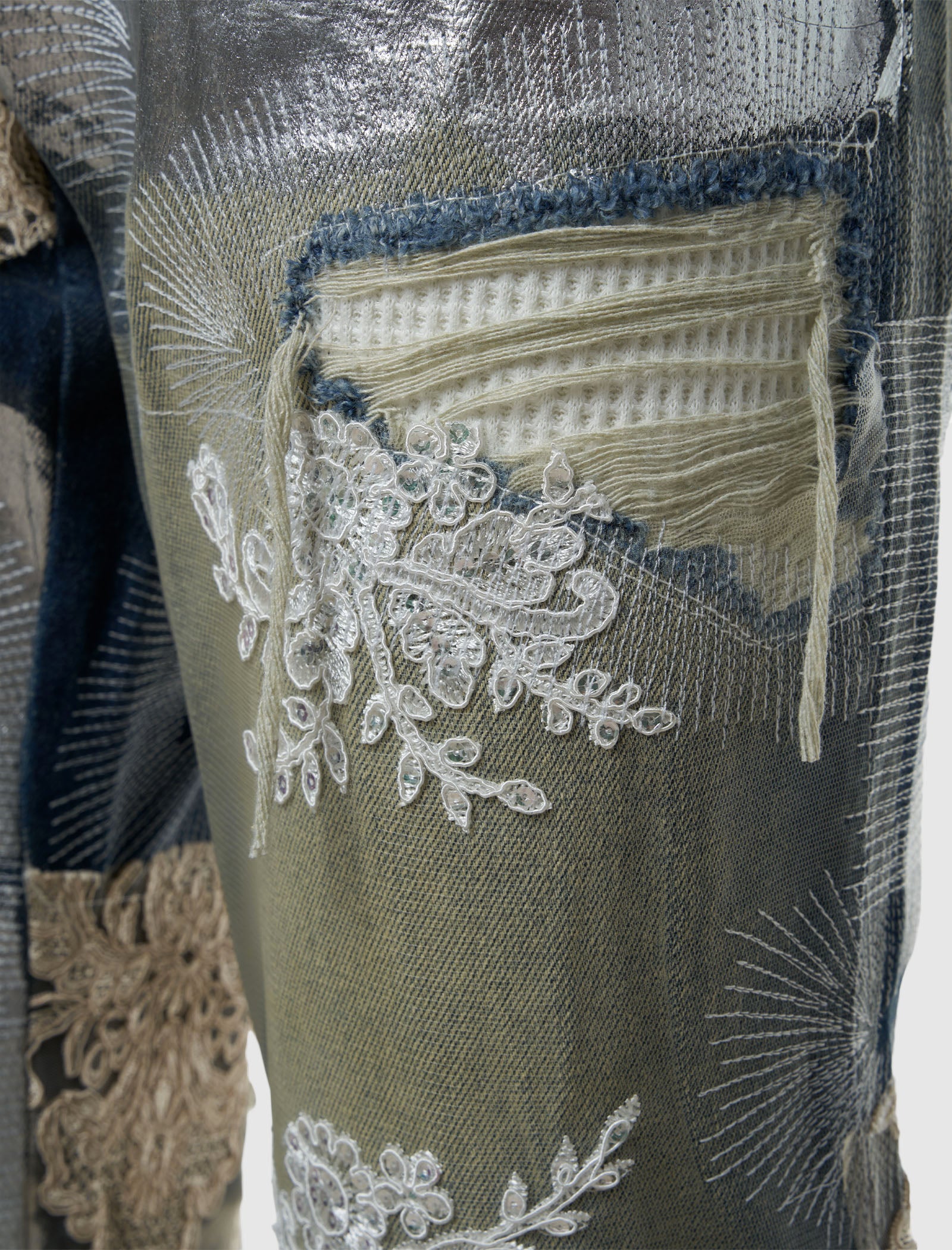 METALLIC LACE DENIM