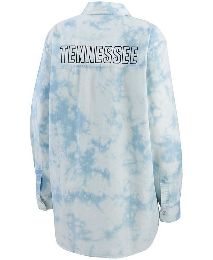 Women's Denim Tennessee Titans Chambray Acid-Washed Long Sleeve Button-Up Shirt