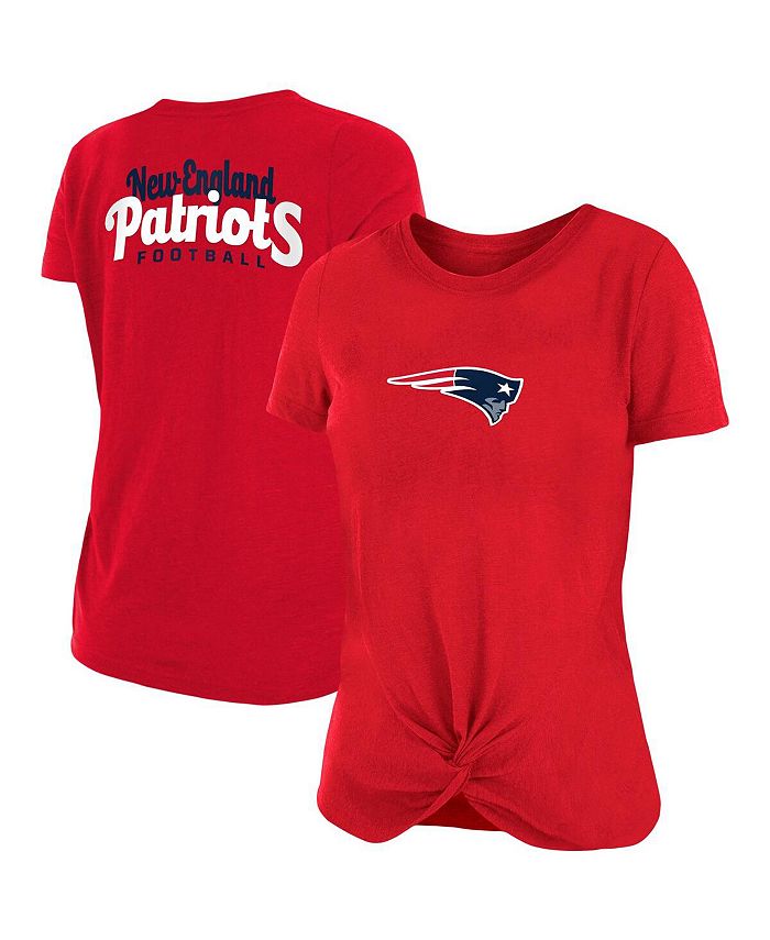 Women's Red New England Patriots Slub T-shirt with Front Twist Knot
