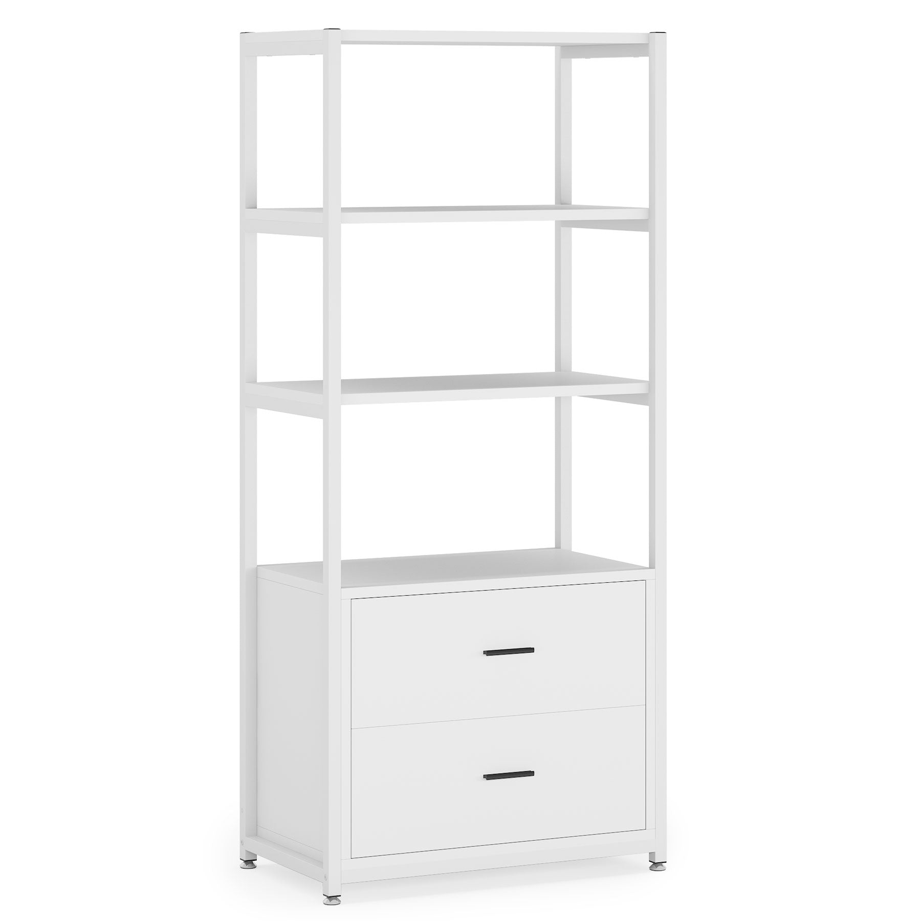 4-Tier Bookshelf Etagere Display Bookcase with 2 Drawers