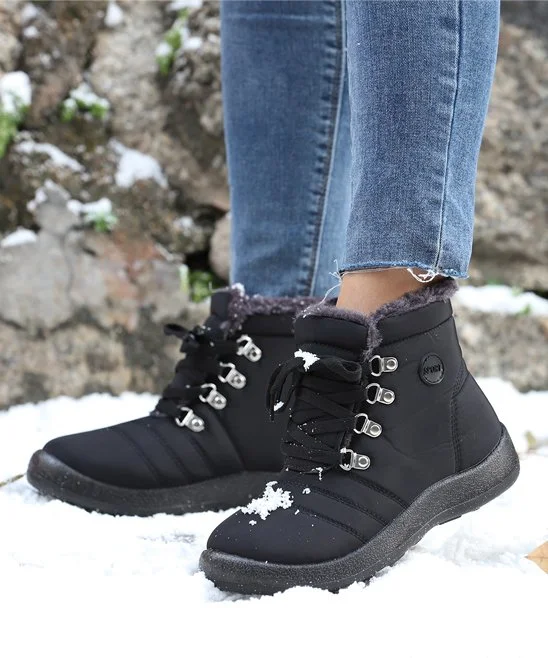 Black Lace-Up Snow Boot - Women