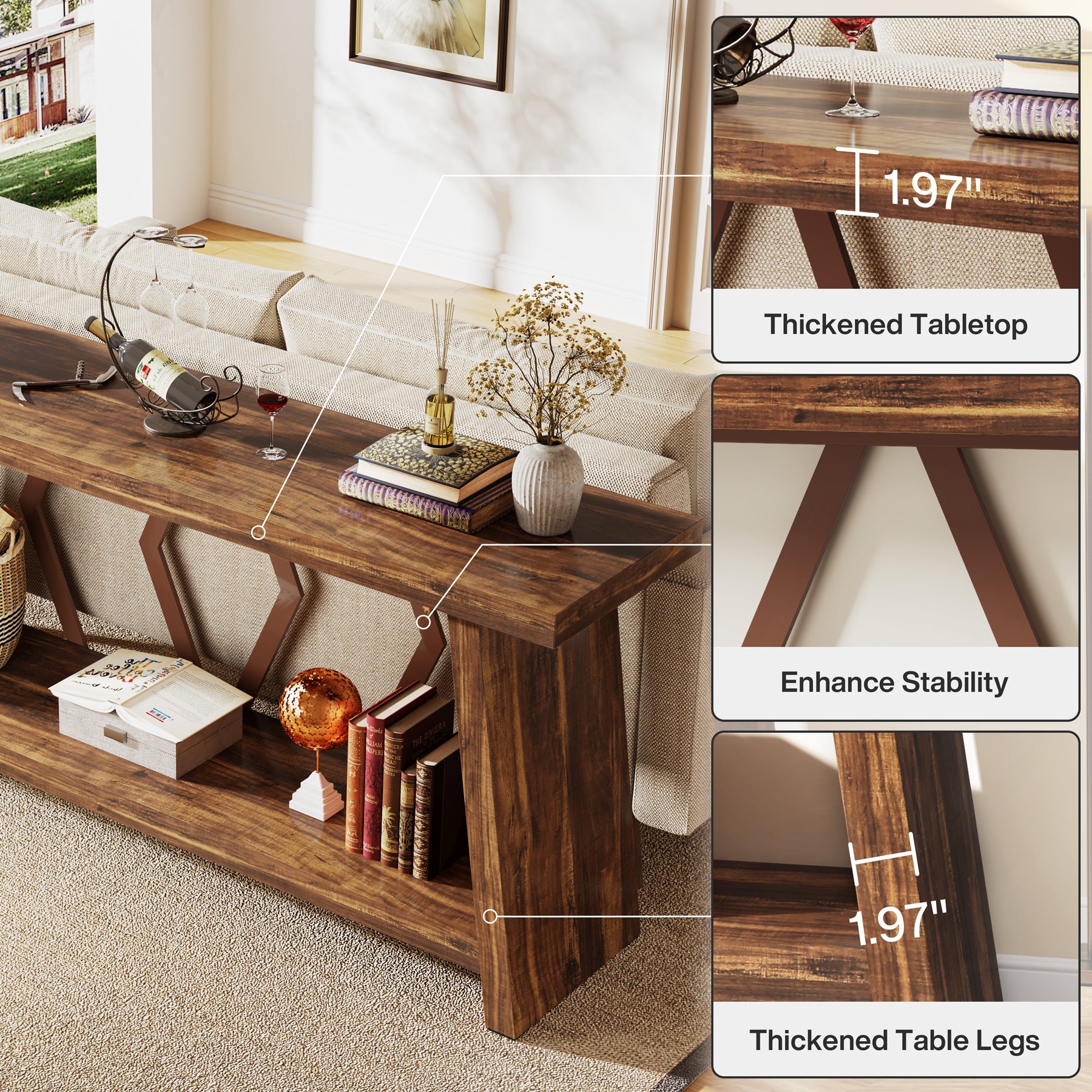 70.9-Inch Console Sofa Table with Storage for Entryway Living Room