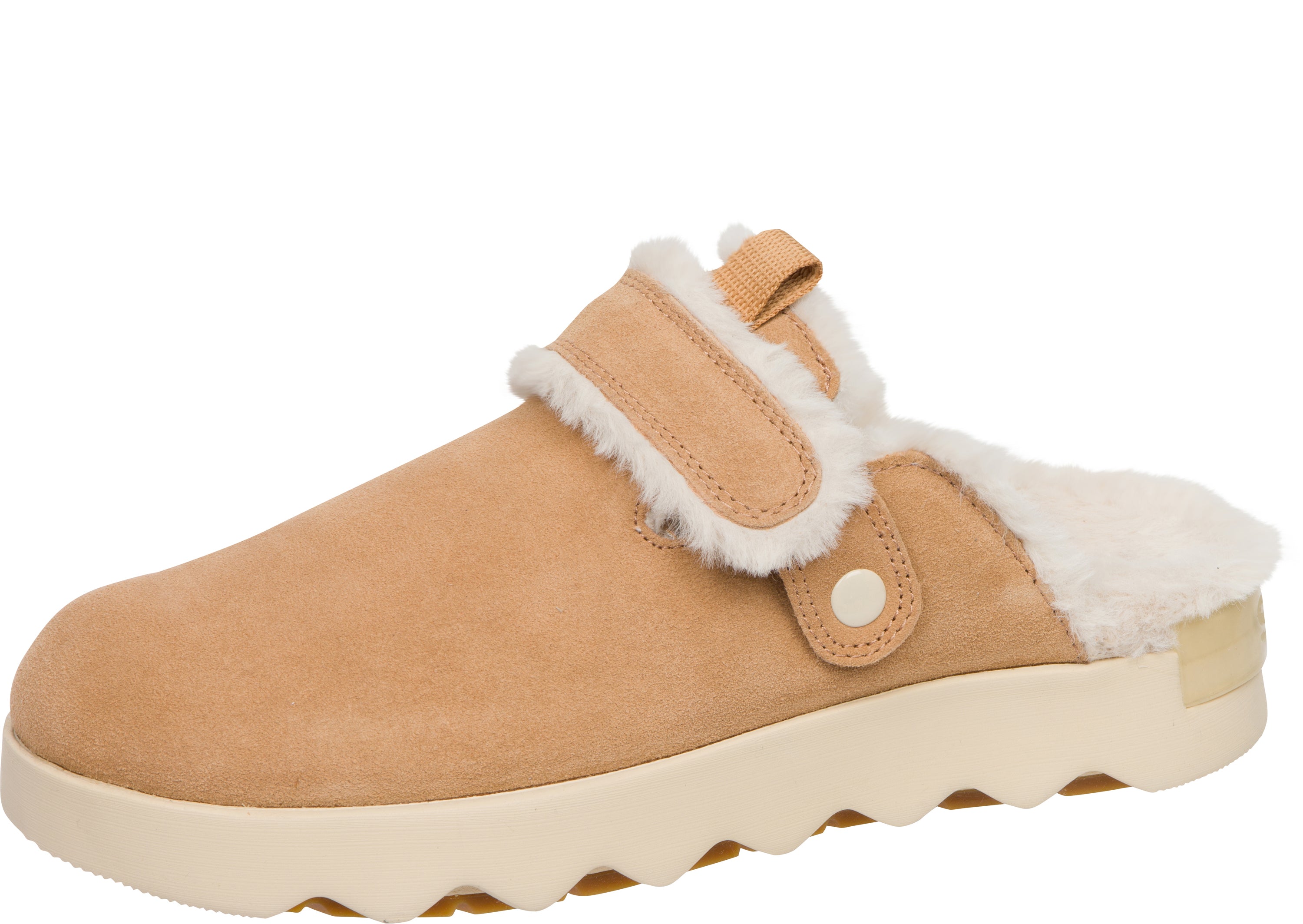 Sorel Womens Viibe Clog Suede Cozy Tawny Buff Natural