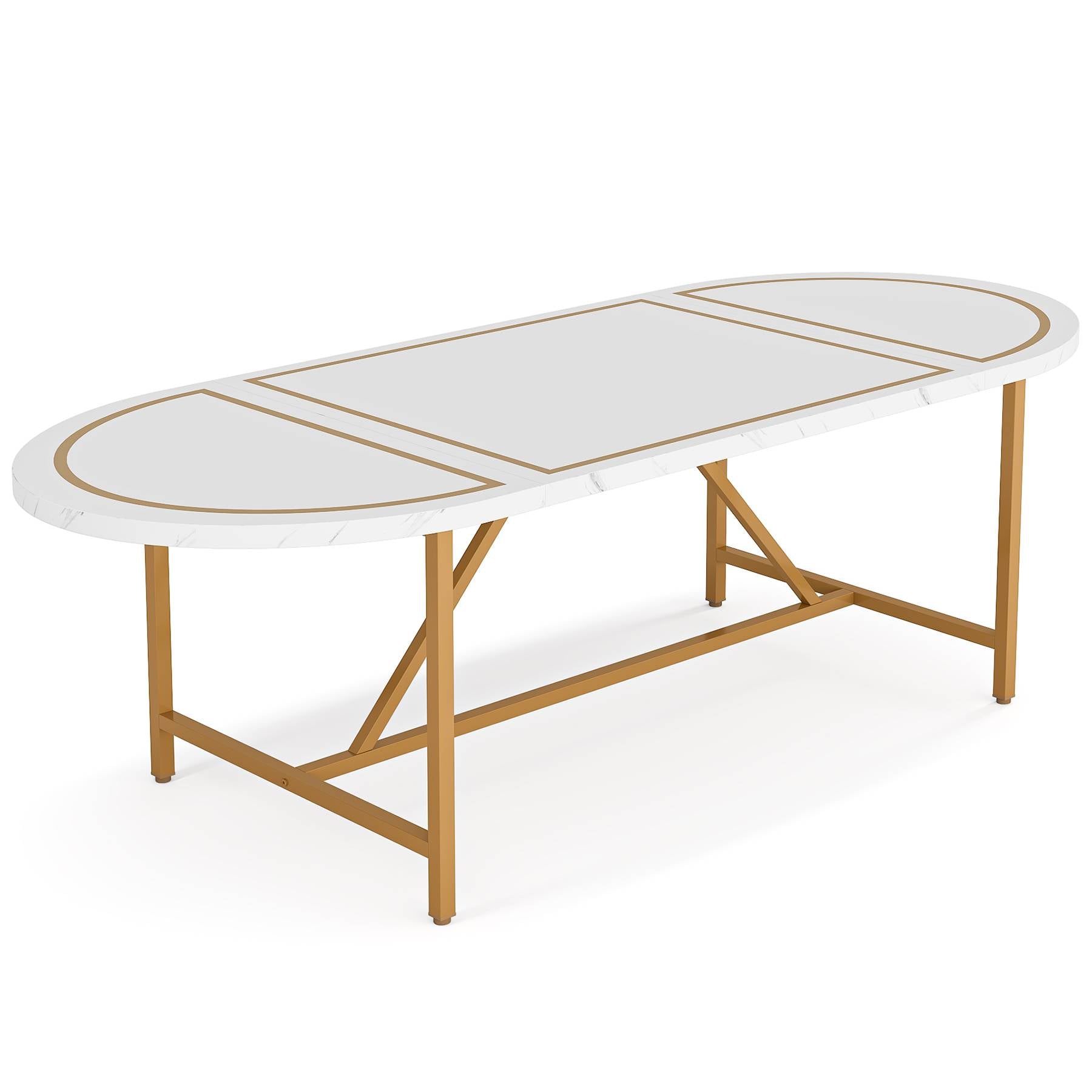 Oval Dining Table, 70.8 Inch Modern Kitchen Table for 6 People