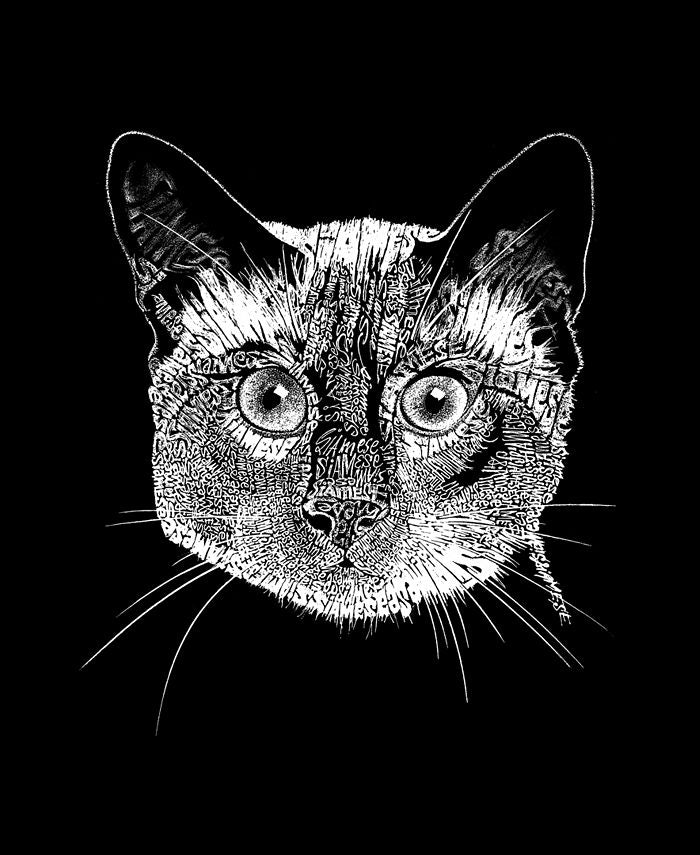 Women's Crewneck Word Art Siamese Cat Sweatshirt Top